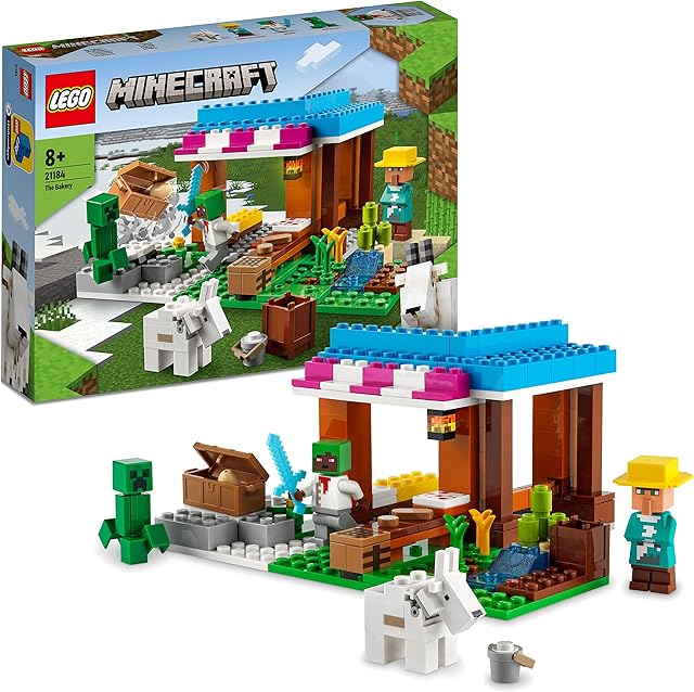 LEGO 21184 Minecraft The Bakery Modular Farm Village Building Set, Gift for Boys & Girls Aged 8 Plus with Diamond Toy Sword, Creeper & Goat Animal Figures