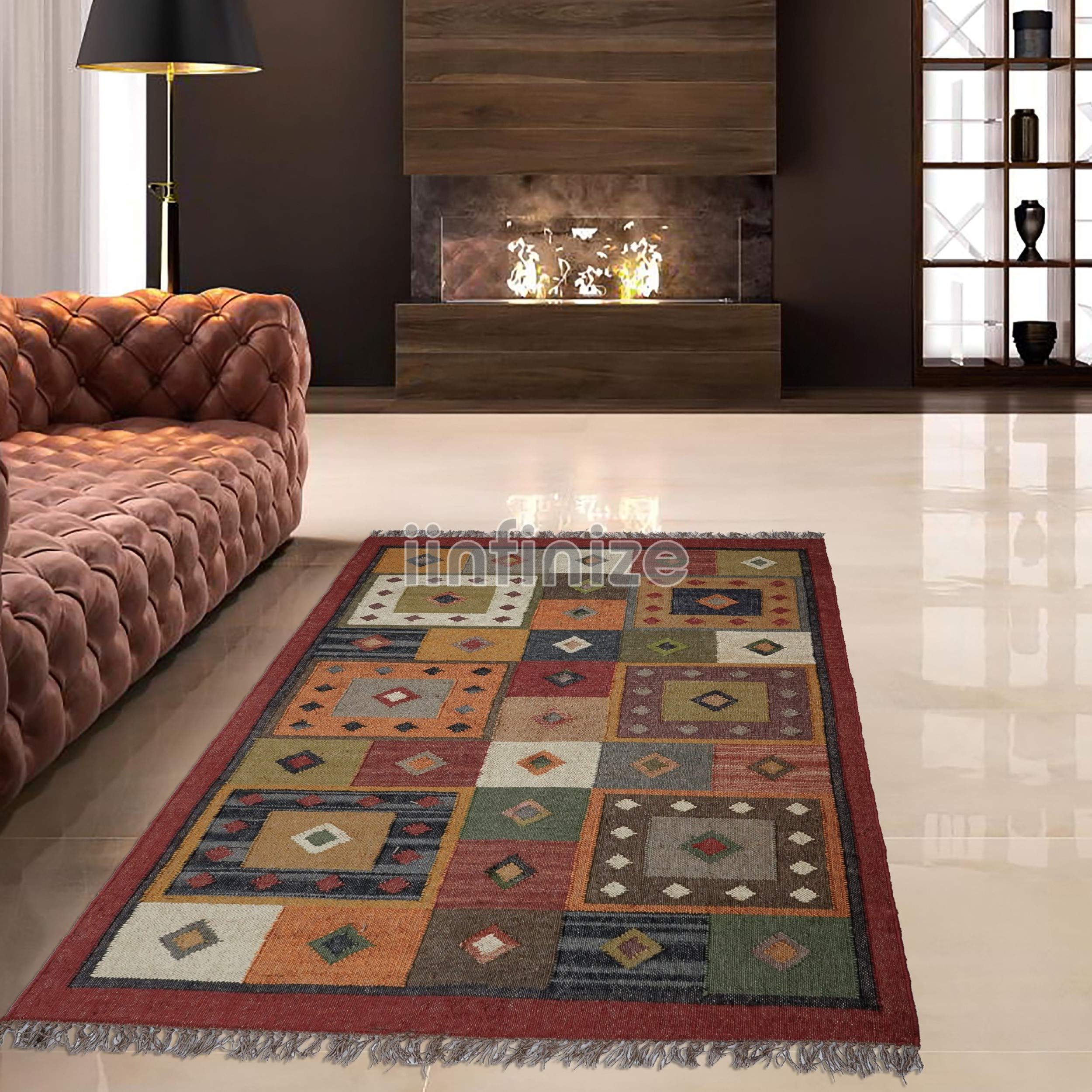 Tapis en jute et laine naturelle véritable pour réchauffer une chambre bohème