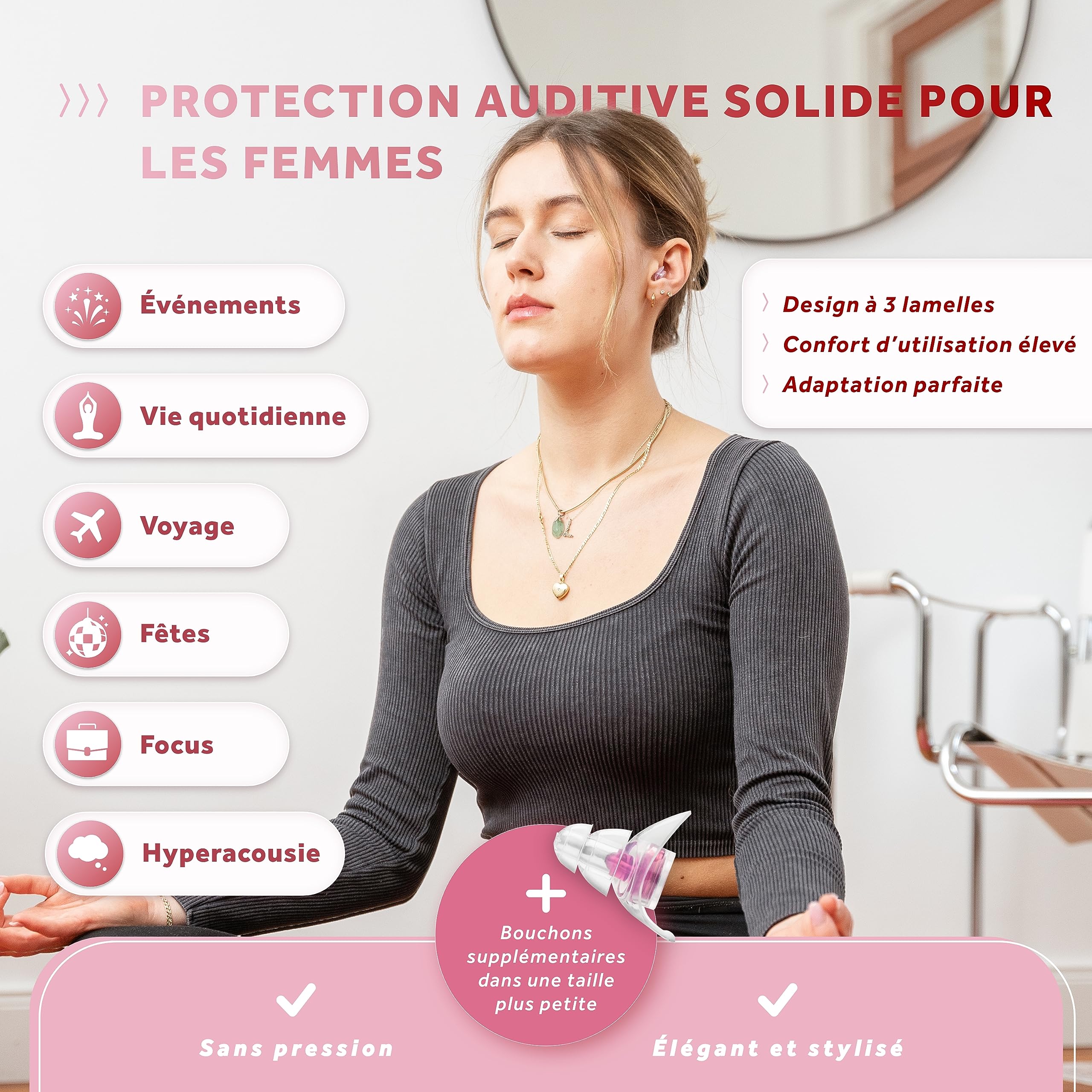 Bouchons D'oreille SCHALLWERK Strong+ - Réduction Bruit 23dB - Confortables Et Discrets - Pour Concerts/travail