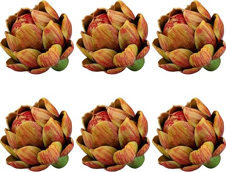 6Pcs Small Faux Artichokes Fake Artichokes Artificial Vegetables and Fake Fruits Artichoke Bowl Filler for Home Kitchen Centerpiece Tabletop DecorationsYellow