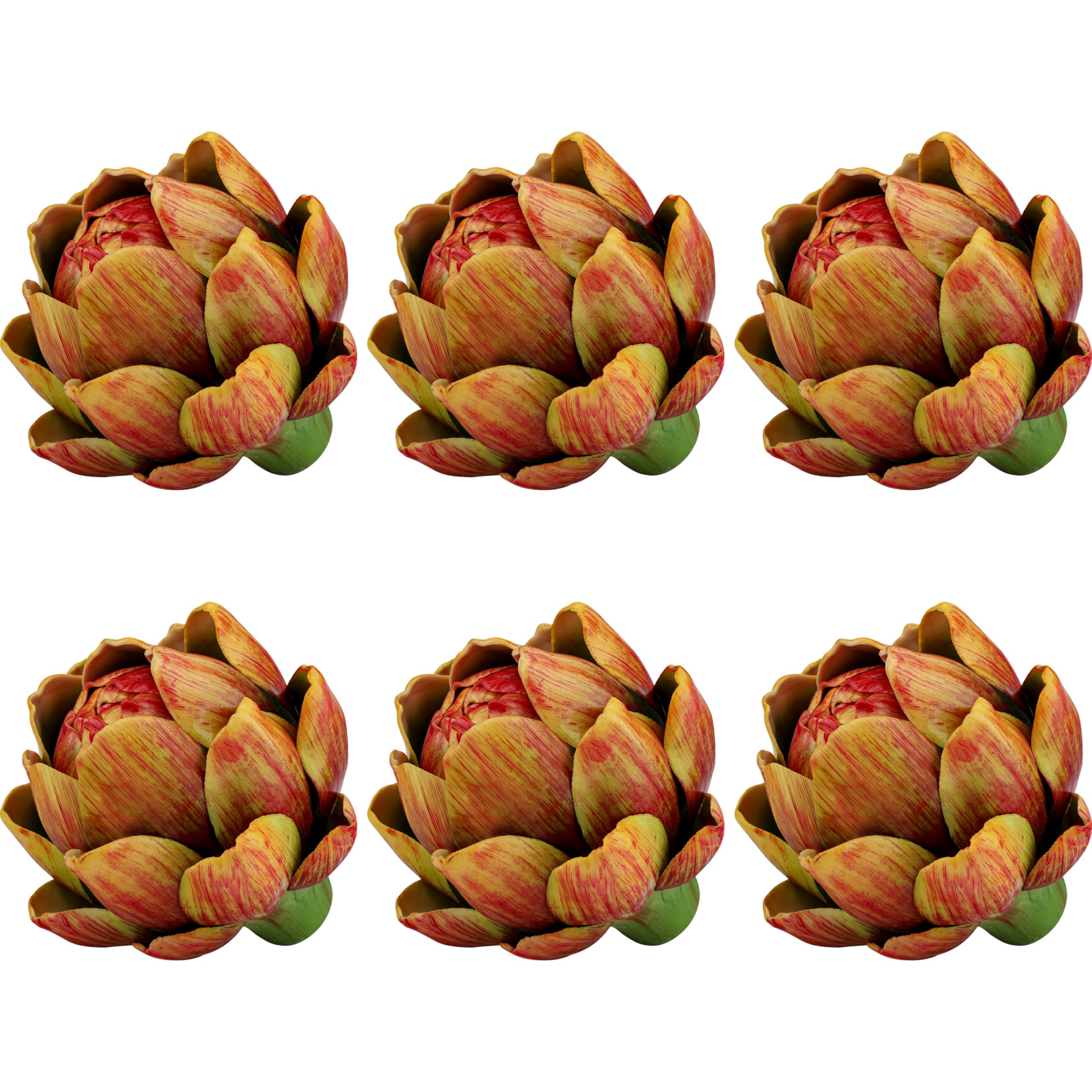 Meiwlong 6pcs Small Yellow Artificial Artichokes,Fake Fruit for Decoration,Realistic Faux Artichoke Decor