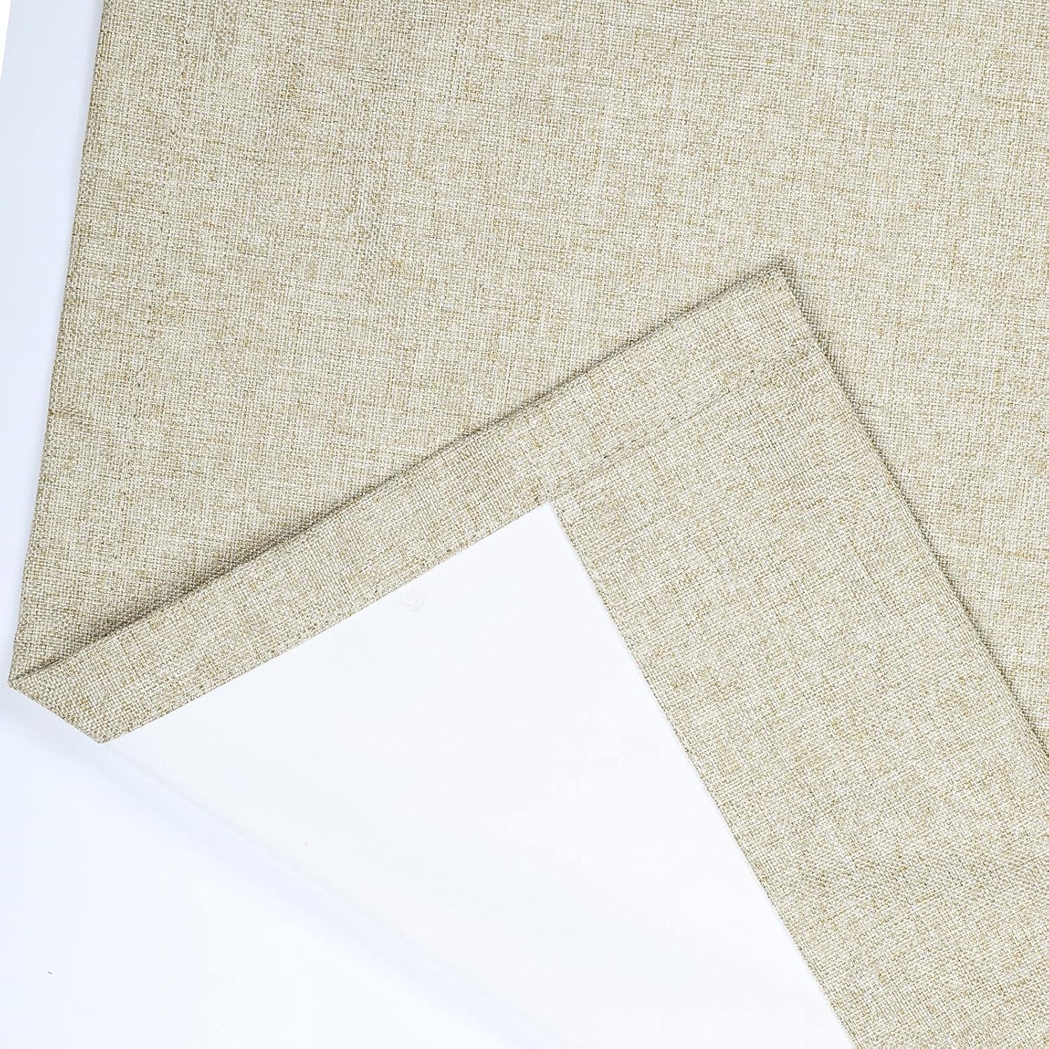 TWOPAGES Faux Linen Textured Blackout Double Layer Curtain 102 Inches Long, Thermal Insulated Grommet Drape for Bedroom/Living Room, 1 Panel, Flax