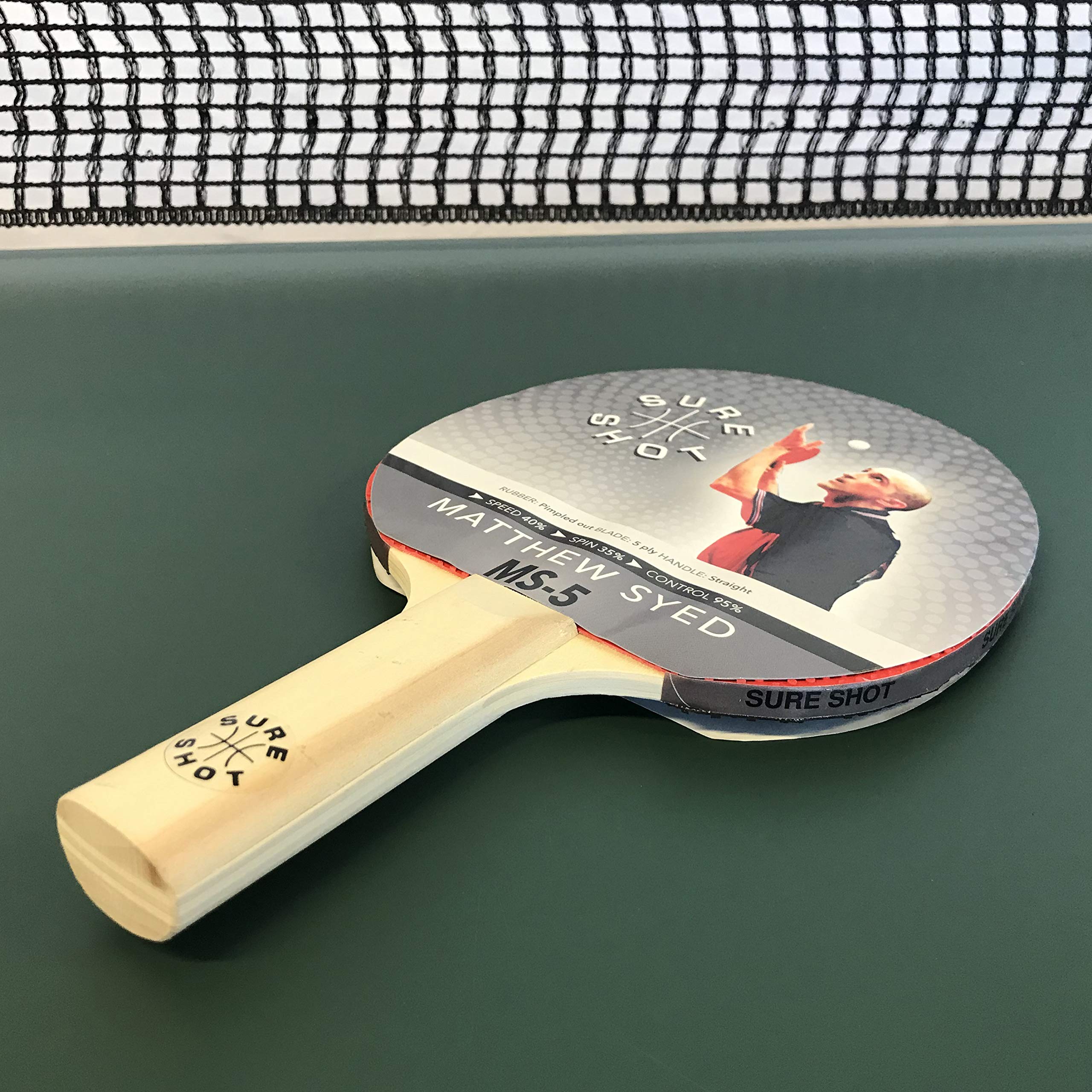 Sure Shot Matthew Syed MS-5 Batte De Tennis De Table En Caoutchouc