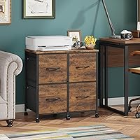 Vista 2 de 4 Drawer Lateral File Cabinet, Mobile Filing Cabinet for Large Printer, Home Office Functional Small Office Storage Cabinet & Printer Stand, Fits