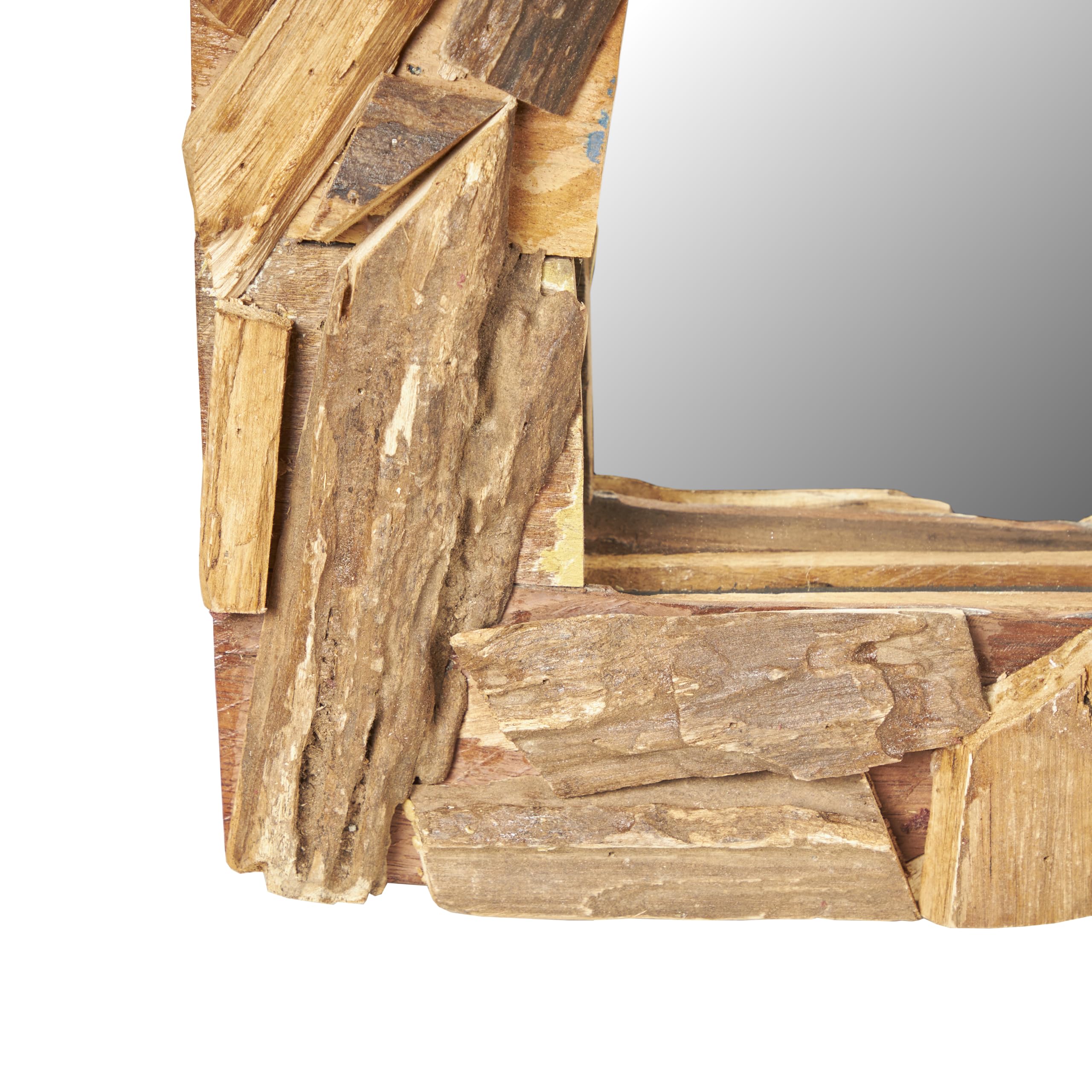Specchio da parete patchwork | 60 x 60 cm, legno massello, naturale, specchio quadrato per corridoio, specchio in legno, specchio da bagno, specchio per camera da letto
