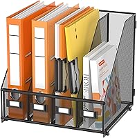 Vista 7 de DALTACK Organizadores de escritorio de metal para revistas, con 5 compartimentos verticales, carpeta de almacenamiento, organizador para oficina