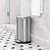 Vista 2 de Simplehuman Papelera de pedal semi redonda para baño de 1.6 galones / 6 litros, acero al carbono blanco