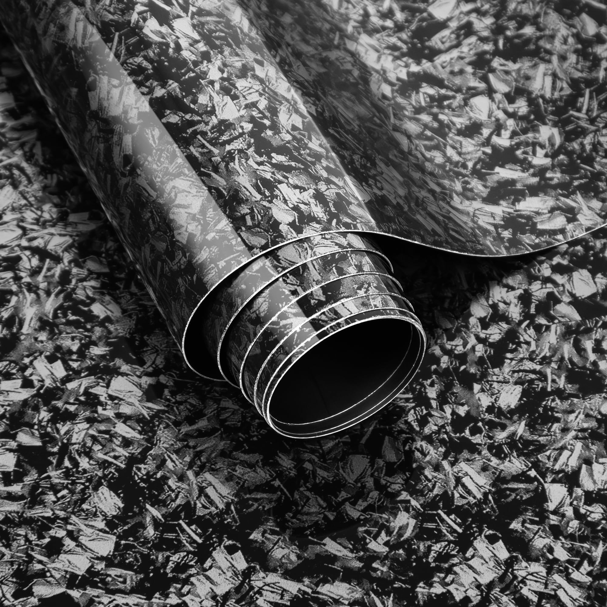 Lypumso Forged Carbon Fiber Vinyl Wrap, Gloss Crushed Stone Car Wrap Vinyl Film Easy Installation with Air Release Technology Auto Car Sticker Decal Sheet (Silver, 1ft x 10ft)
