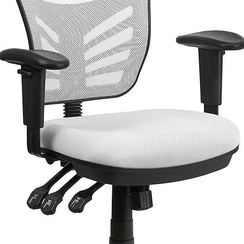Miniatura 116 de Flash Furniture Nicholas Silla giratoria de oficina y juegos, ergonómica, de malla con soporte lumbar y altura ajustables, color negro Negro -,Malla