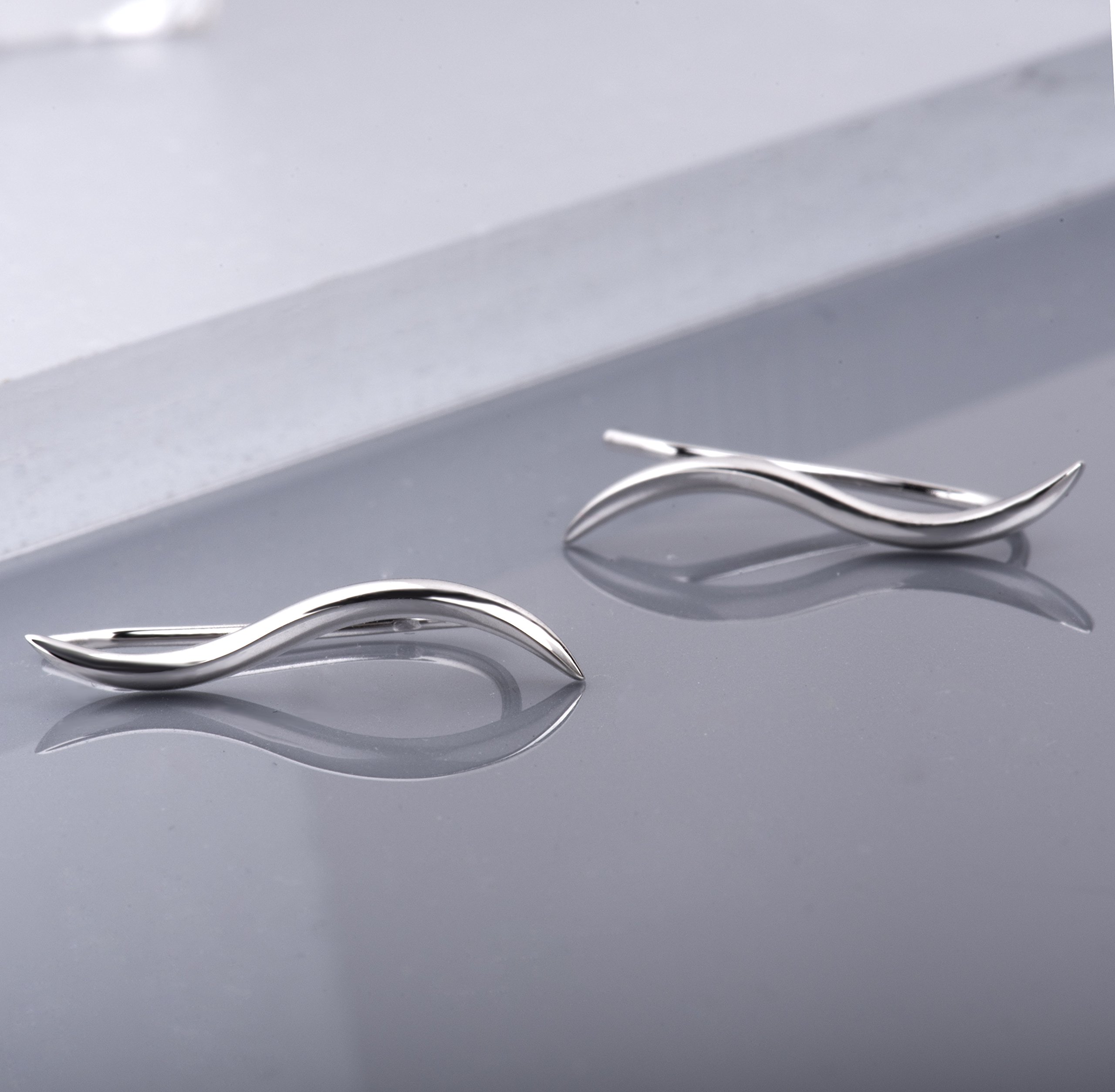 S.Leaf Ohrringe aus Sterlingsilber, Ohrkletterer-Ohrringe, Crawler-Ohrringe, Ohrmanschette, Schmuck für Damen, Größe S Silber