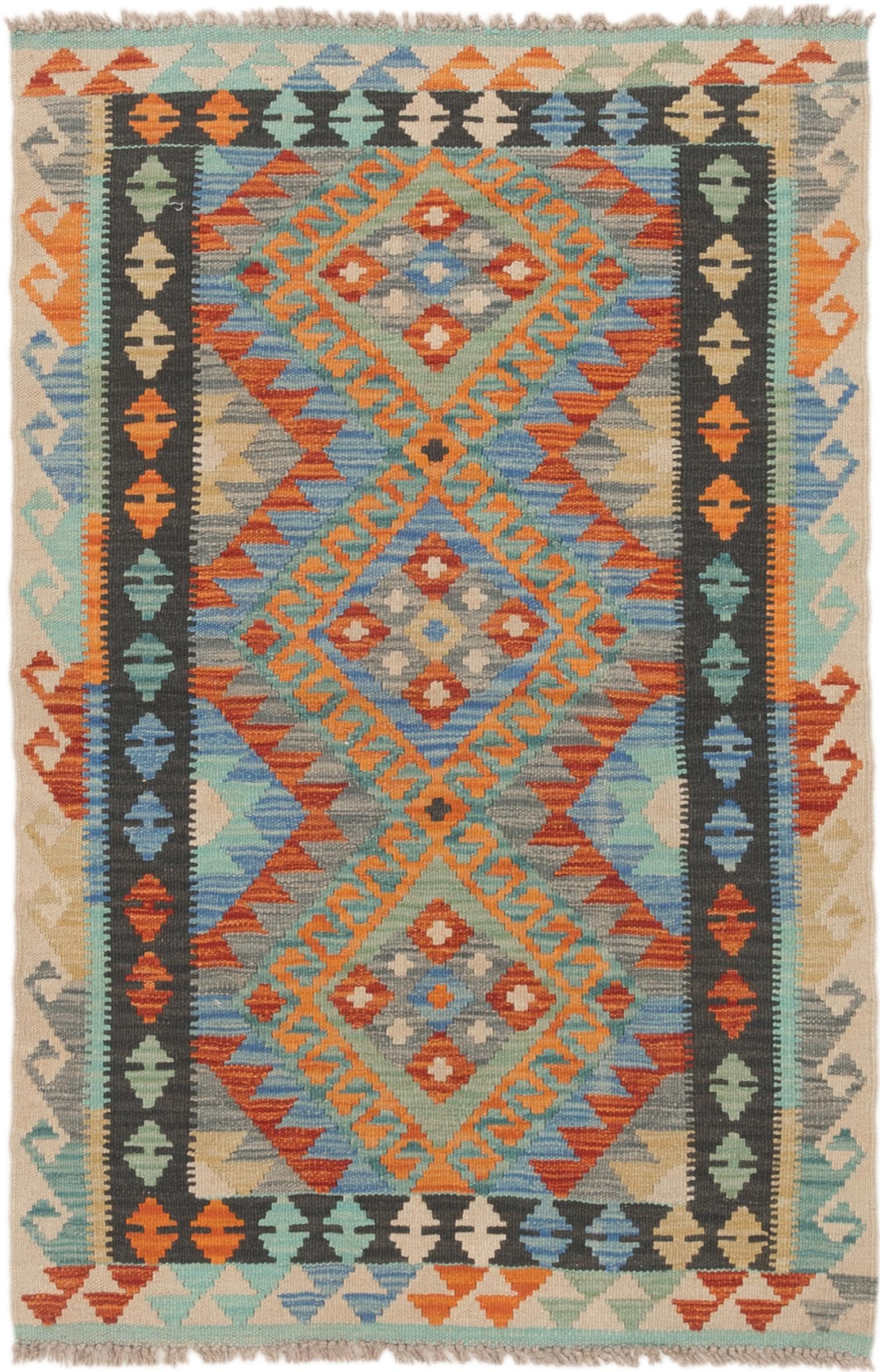 Kilim Afghan 84x131 en laine tapis d'orient authentique tissé main