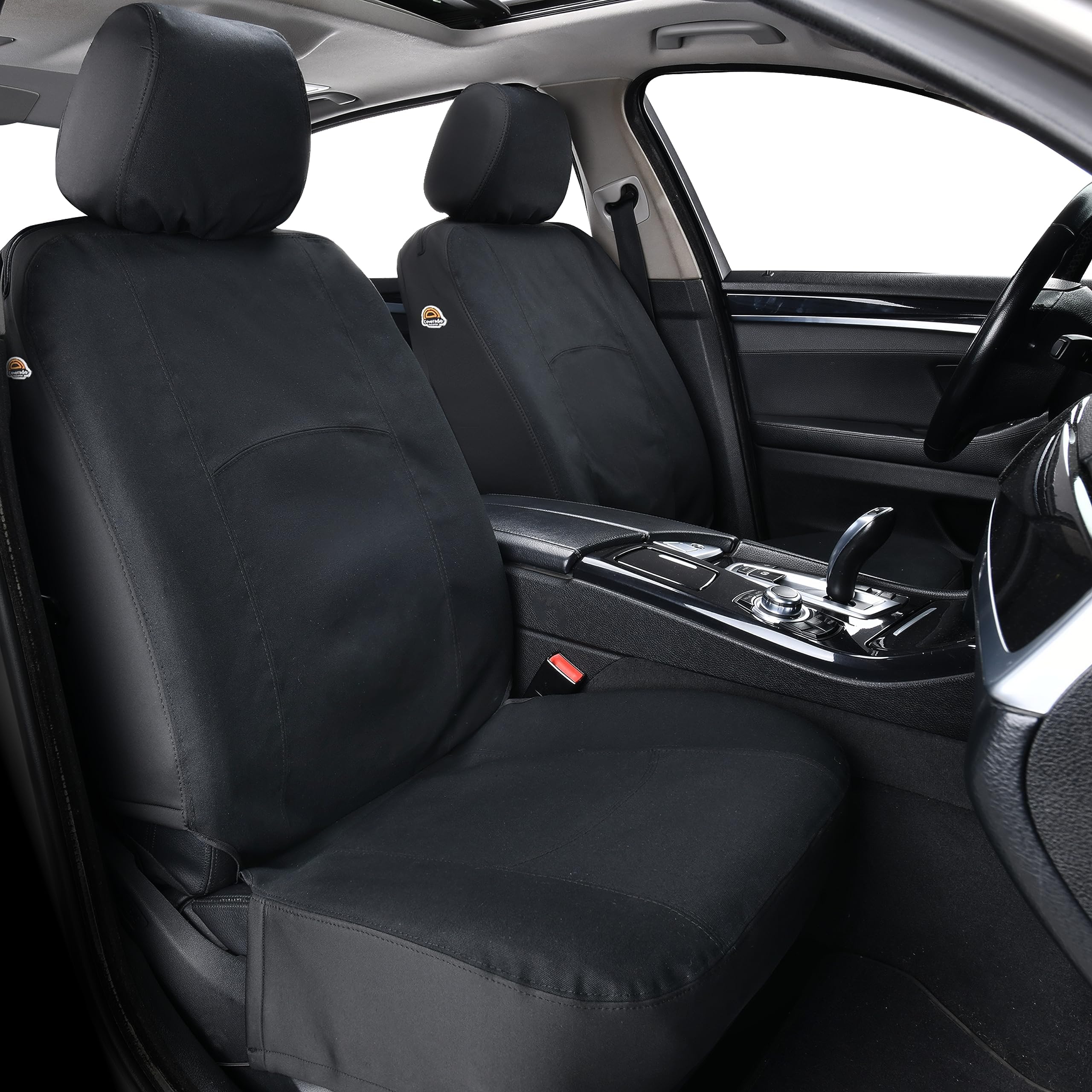 Coverado Car Seat Covers Front, Canvas Universal Seat Covers for Cars, 2-Pack Car Seat Cushions, Auto Seats Protectors for Kids & Dogs, Driver Seat