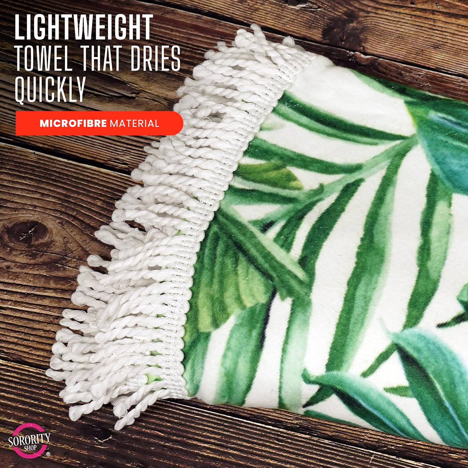 Sorority Shop Chi Omega Palm Design Round Beach Towel with Fringes - 60", Round Beach Blanket, Soft Microfiber, Lightweight and Durable CO Beach Towel Blanket, Water Absorption, Quick Dry