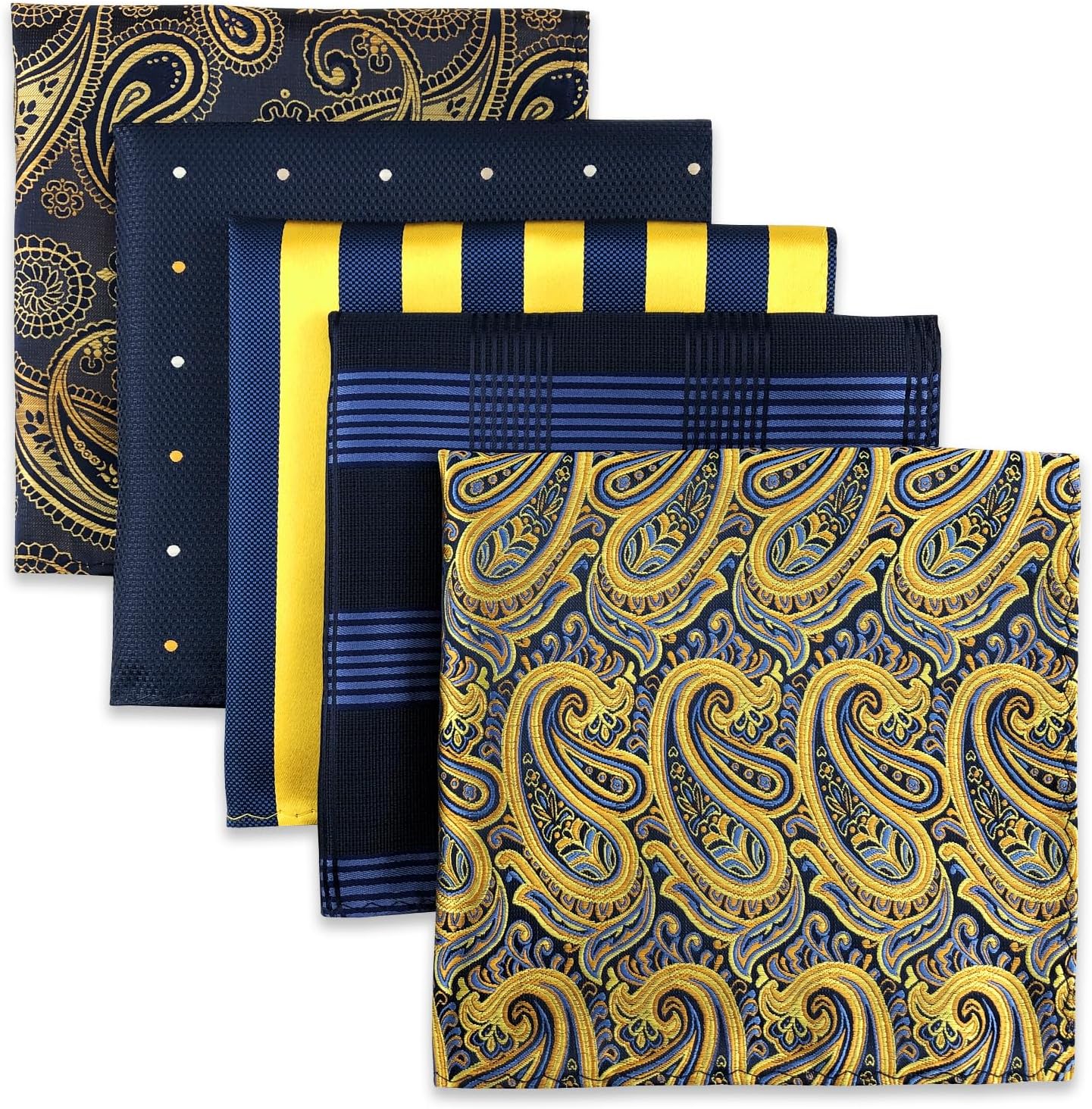 S&W SHLAX&WINGSHLAX&WING Assorted 5 Pieces Mens Silk Pocket Squares Handkerchiefs Set Lot