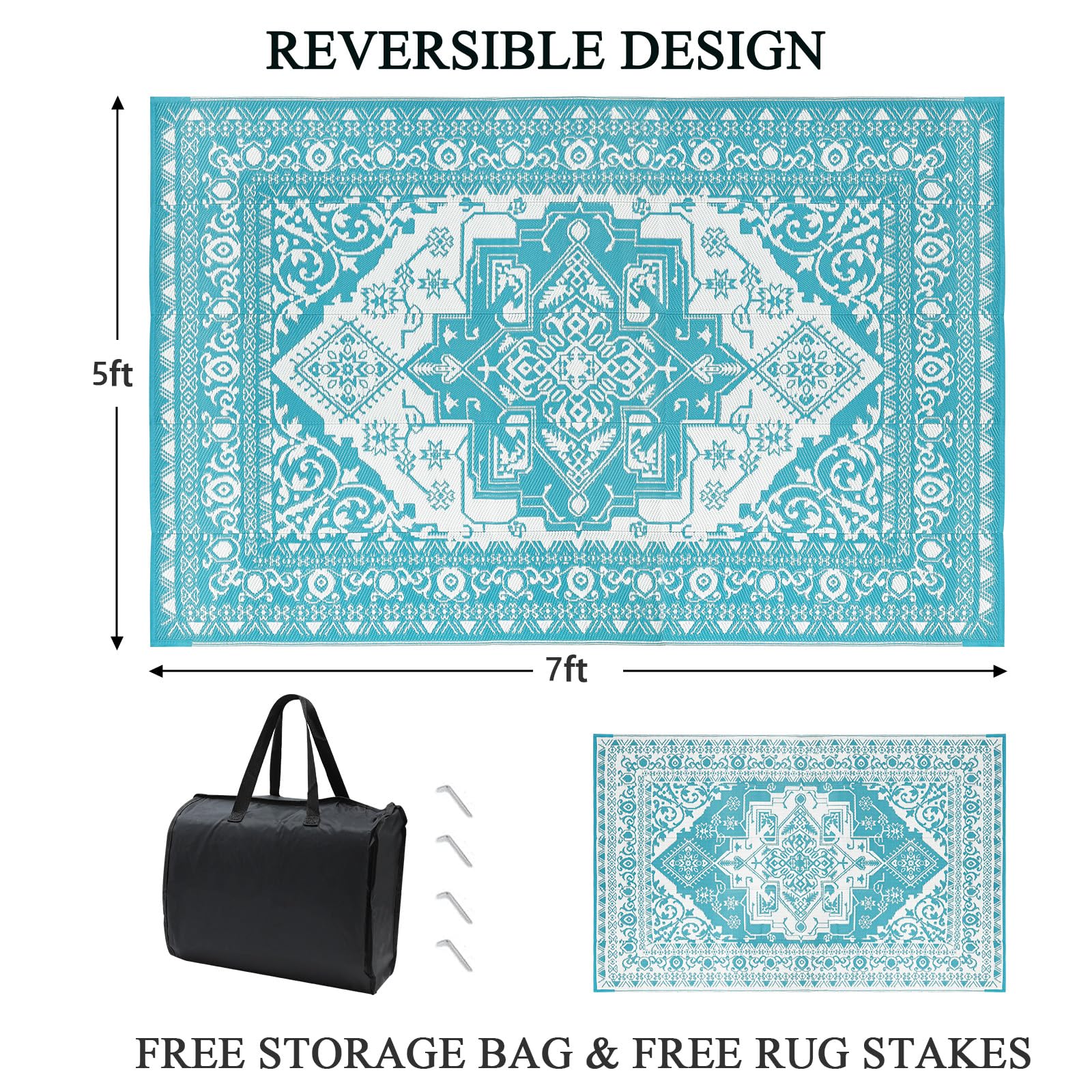 Snapklik.com : Reversible Outdoor Rug, 5x7, Waterproof Polypropylene ...