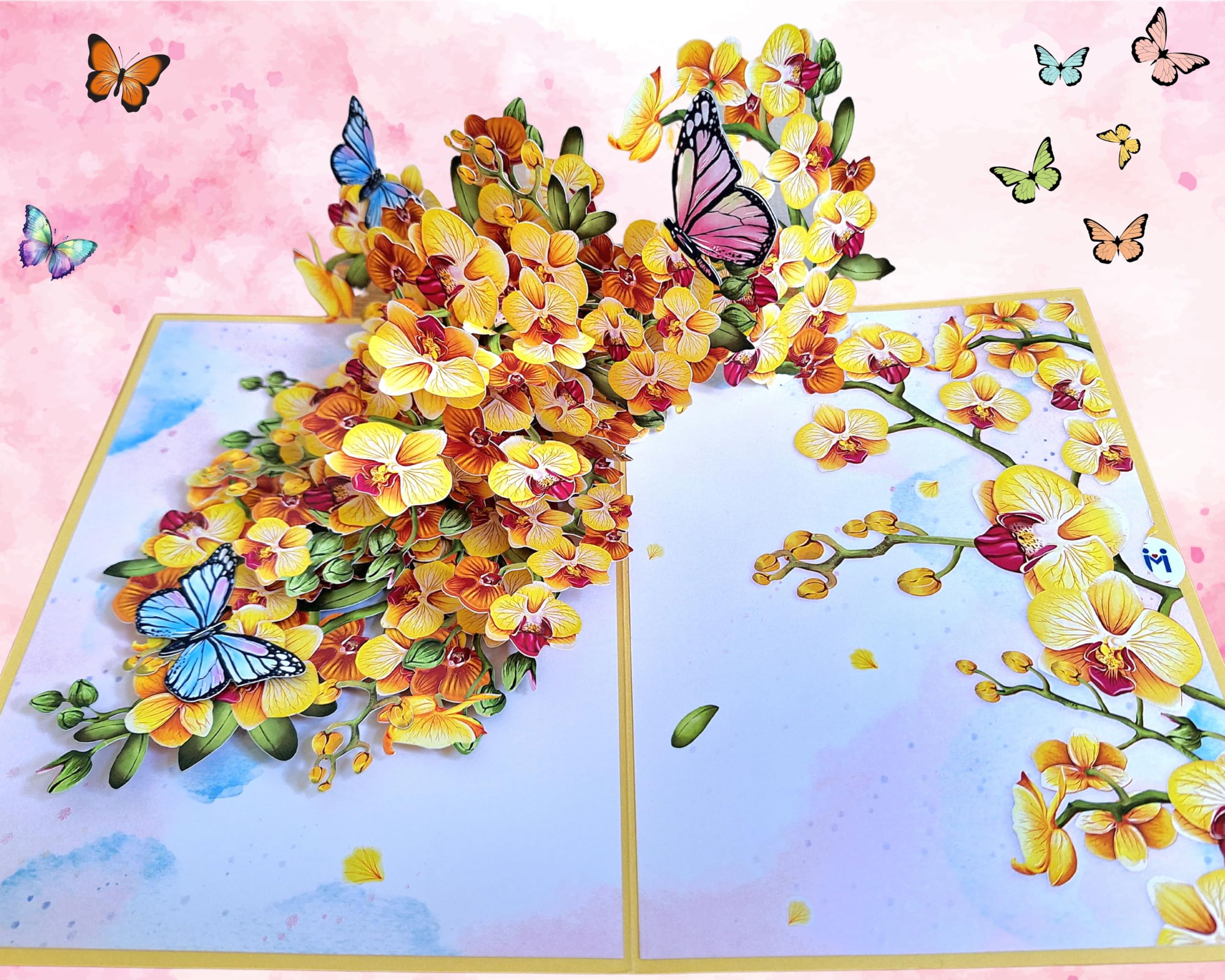 Card Mavens Yellow Orchid Floral 3D Pop Up Birthday Cards for Women Grandmother Mother's Day Daughter Aunt Girlfriend Sister in Law Anniversary Card for Wife Birthday Cards Retirement Pop Up โ image 1