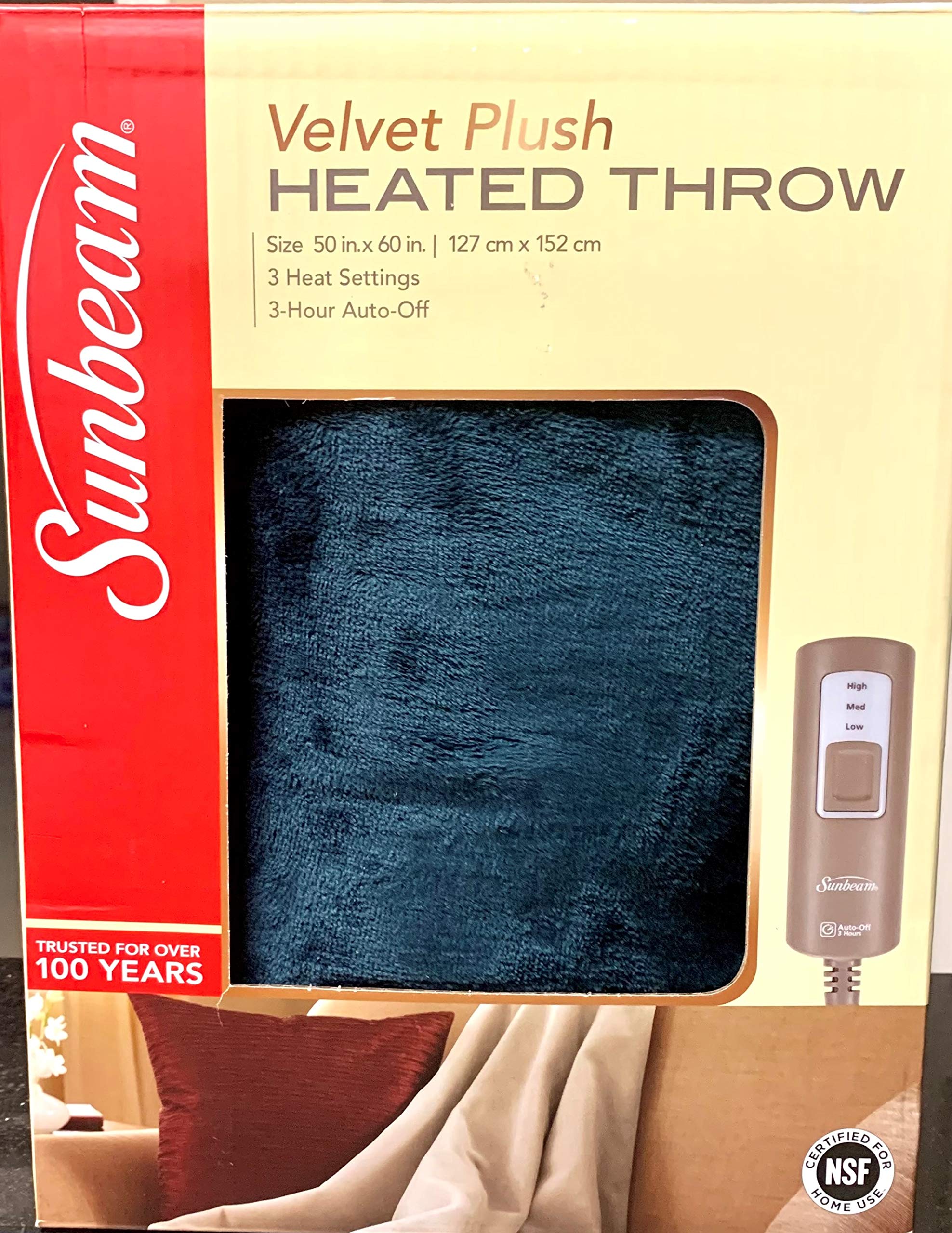 Sunbeam Electric Heated Velveteen Soft Plush Throw Blanket, Personal 3