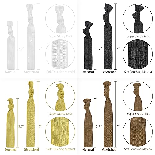 Miniatura 3 de MEEDEE Lazos suaves para el cabello de color netural anudado, paquete de 100 cintas elásticas sin arrugas, colas de caballo sin arrugas para