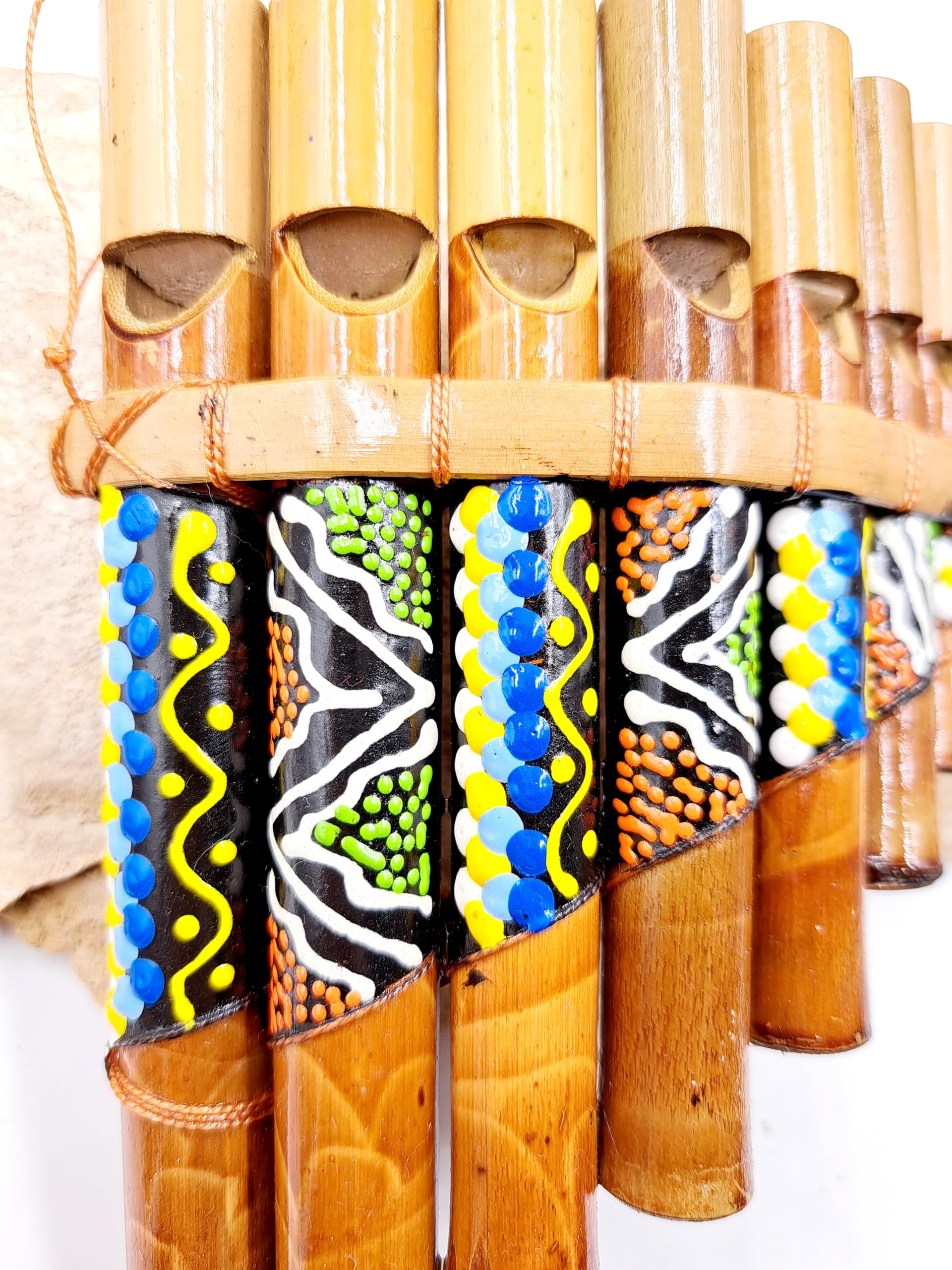 Flûte de pan Péruvienne Artisanale Décorée 7 notes Bambou musique