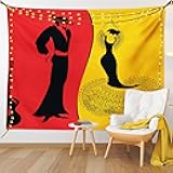 Lunarable Art Tapestry, Spanish Dancer Silhouettes with Man and Woman in Traditional Clothing, Fabric Wall Hanging Decor for Bedroom Living Room Dorm, 28