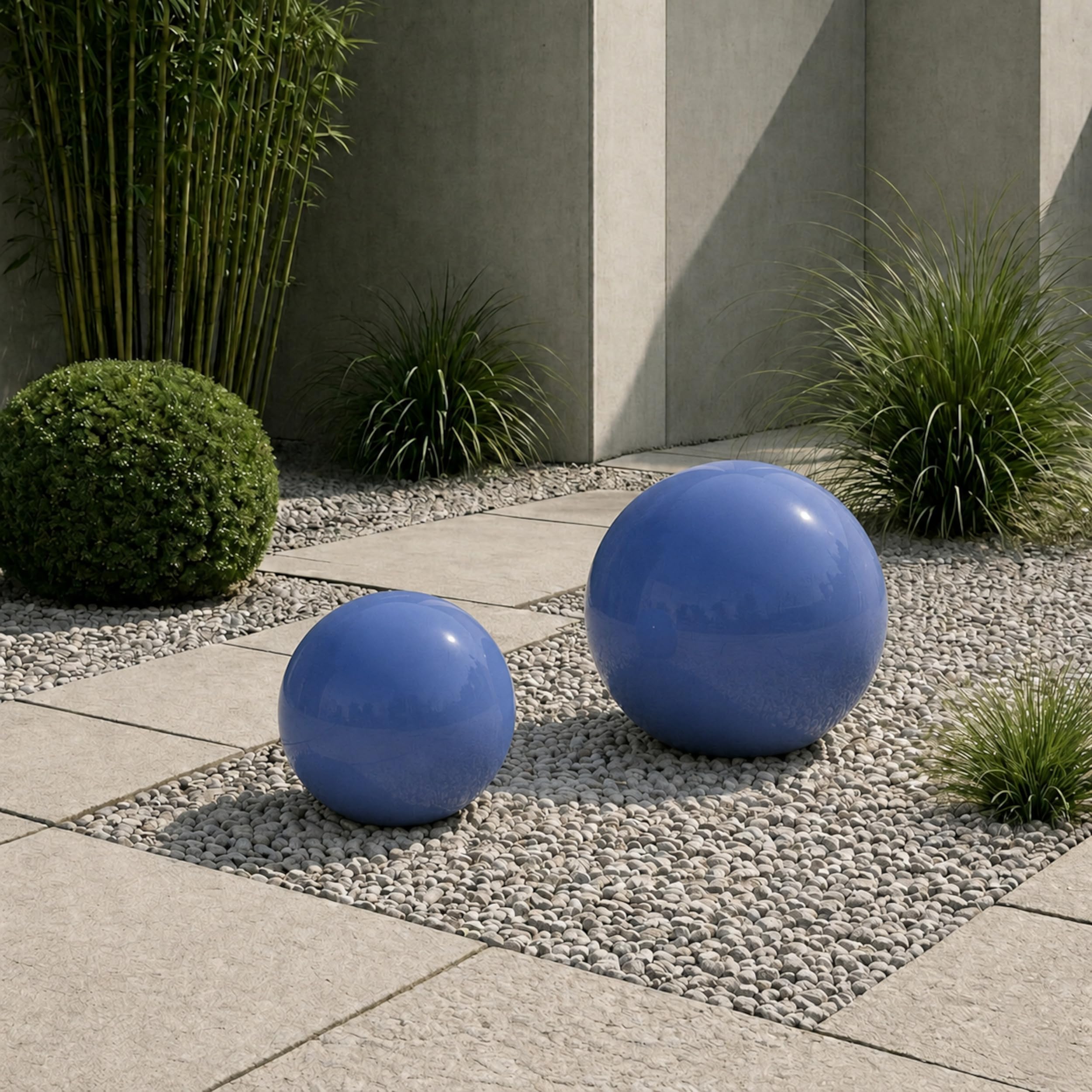 Keramik Kugel 30 cm Gartenkugel Dekokugel Gartenfigur Dekoration aus frostfester, witterungsbeständiger, robuster Steinzeug-Keramik Outdoor (blau)