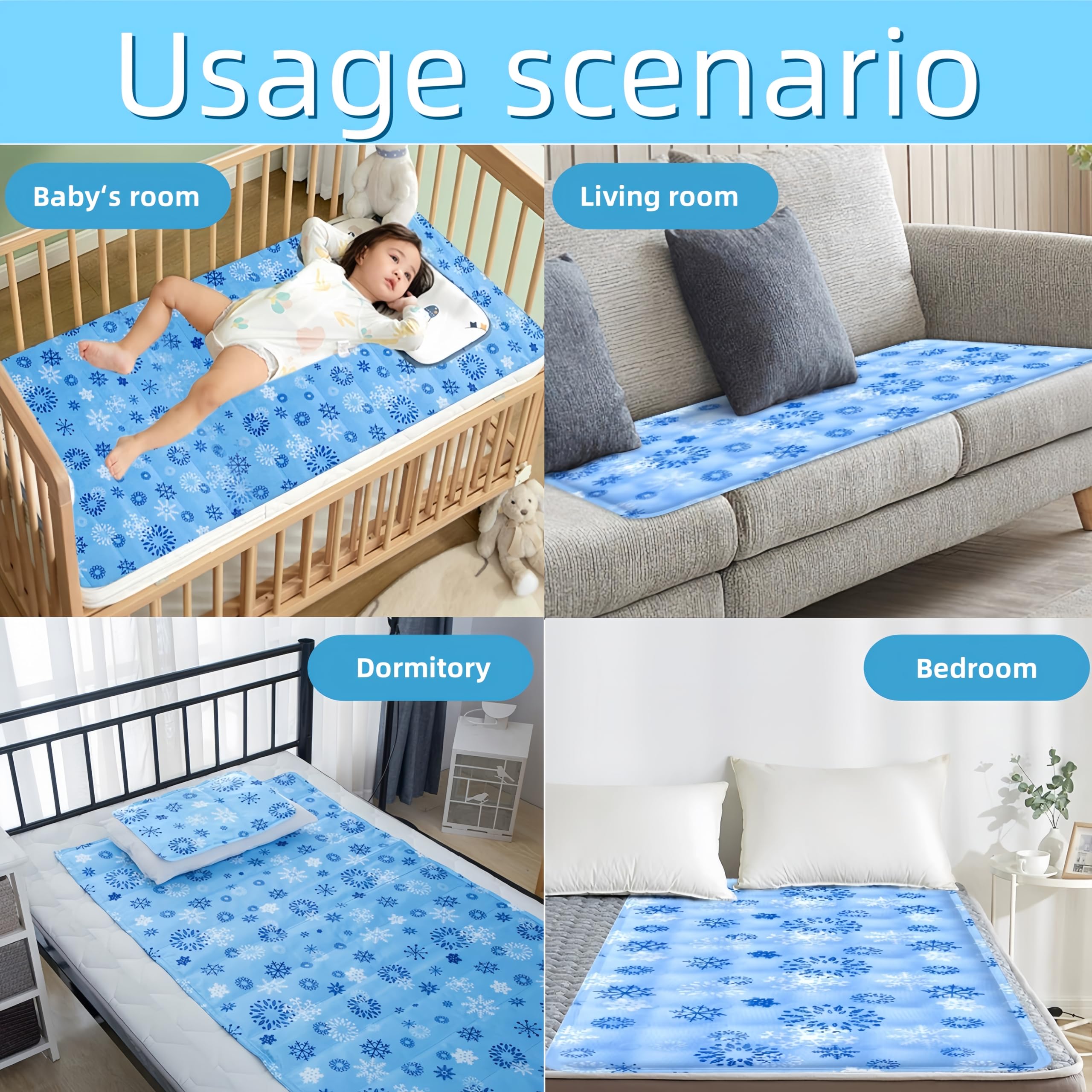 Alfombrilla de refrigeración de gel con almohada para adultos, colchón de enfriamiento para el cuerpo de verano, colchón de enfriamiento para cojín humano, cómodo tapete fresco para cama (170 x 70 cm)