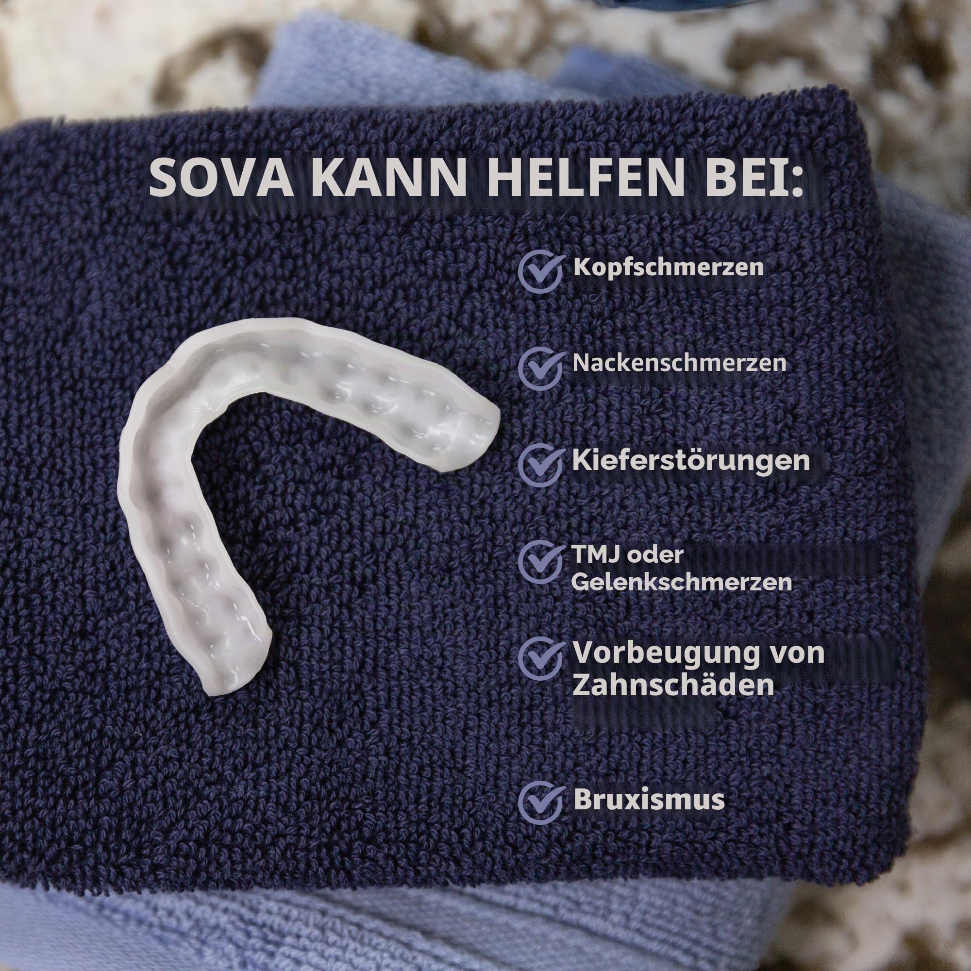 SOVA 1,6 mm Mundschutz zum Zacken und Schleifen der Zähne bei Nacht, passgenauer Schlaf-Nachtschutz mit Etui (SOVA3DN-CASE-E)