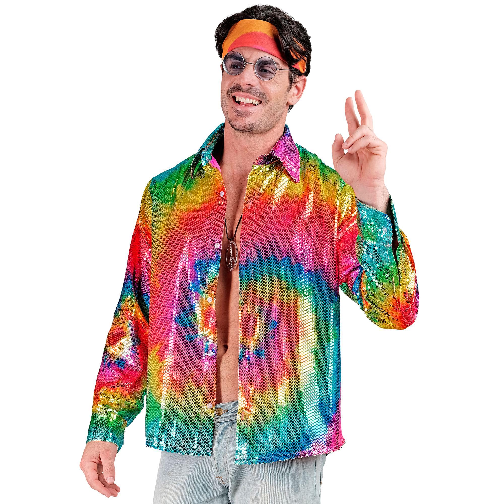 Widmann W MILANO Party Fashion, Party Fashion Sequin Shirt for Men Disco Fever, Schlagermove, Animal Print, Men's Shirt - Image 2