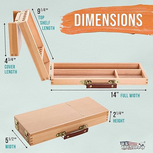 Miniatura 3 de U.S. Art Supply Caja de suministros multifunción para artistas con cierres de bloqueo, caja de arte de madera para suministros de artistas,