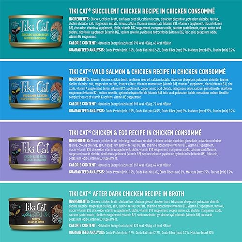 Miniatura 4 de Tiki Cat Mega Pack de comida húmeda para gatos, paquete variado de antojos de pollo, latas de 2.8 onzas (24 unidades)