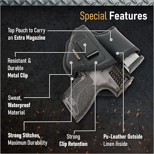 Miniatura 10 de Houston - Funda de piel ecológica para pistola de Houston, compatible con Glock 262733, SHIELD 45, XD-S 45, TAURUS G3C Taurus PT 111G2C, XD 9 MOD