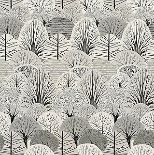 Grey Forest Tree Shelf Liner Contact Paper Peel and Stick Wallpaper for Cabinets Shelves Dresser Drawer Wall Living Room Bedroom Bathroom Furniture Decor 17.7x117 Inches