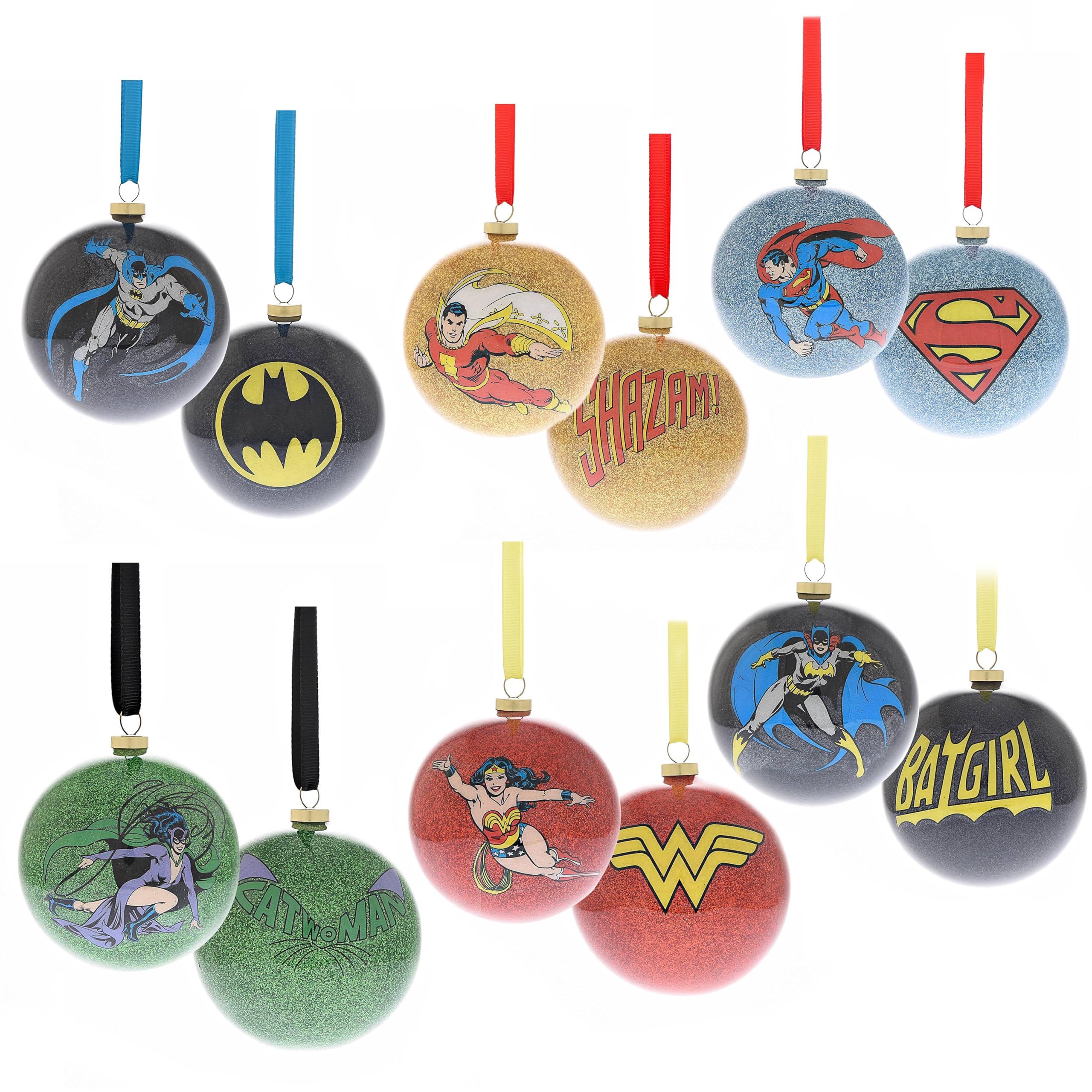 Set Of 6 Dc Comic Christmas Baubles - Heroes Christmas Decorations
