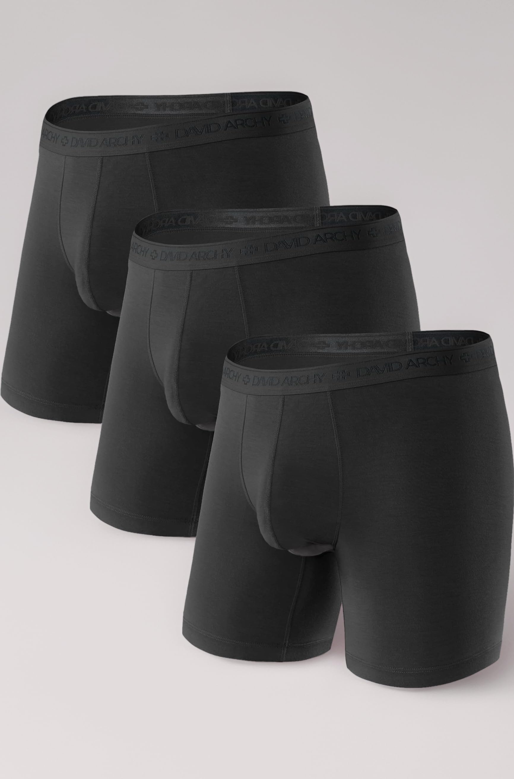 DAVID ARCHY Men's Modal Boxer Shorts with Fly Separate Pouch Microfibre Multipack Underwear Function Double Pockets Underwear