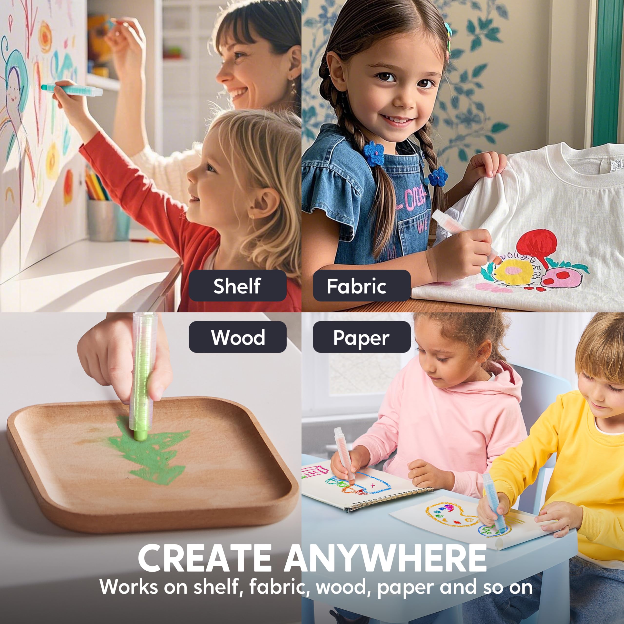 JOYIN Washable Dustless Chalk Set Rounded 12 Colors, 12 Pieces Non-Toxic Colored Chalk for Toddlers,School,Outdoor - Image 4