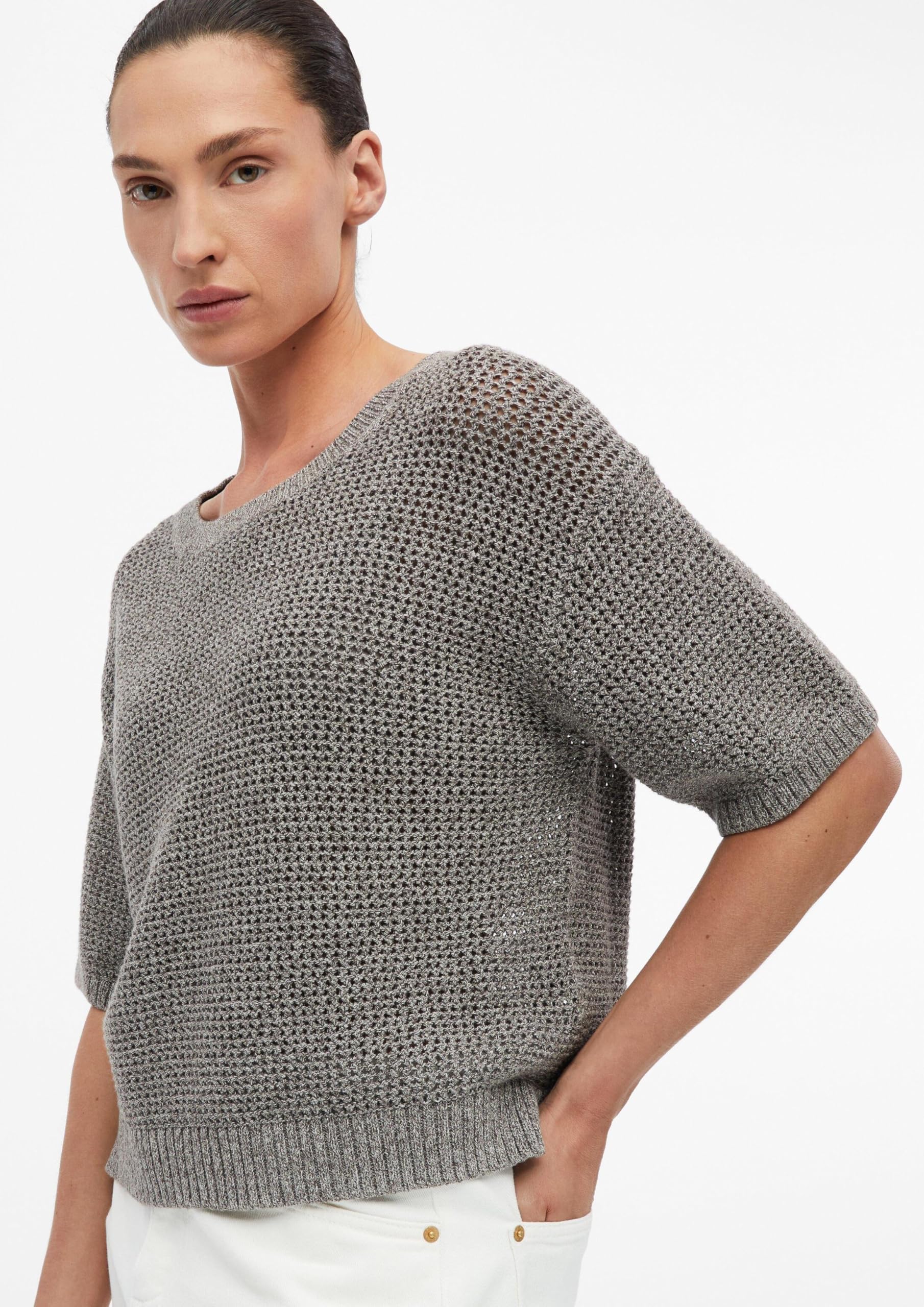 Comma Melierter Pullover aus Ajourstrick