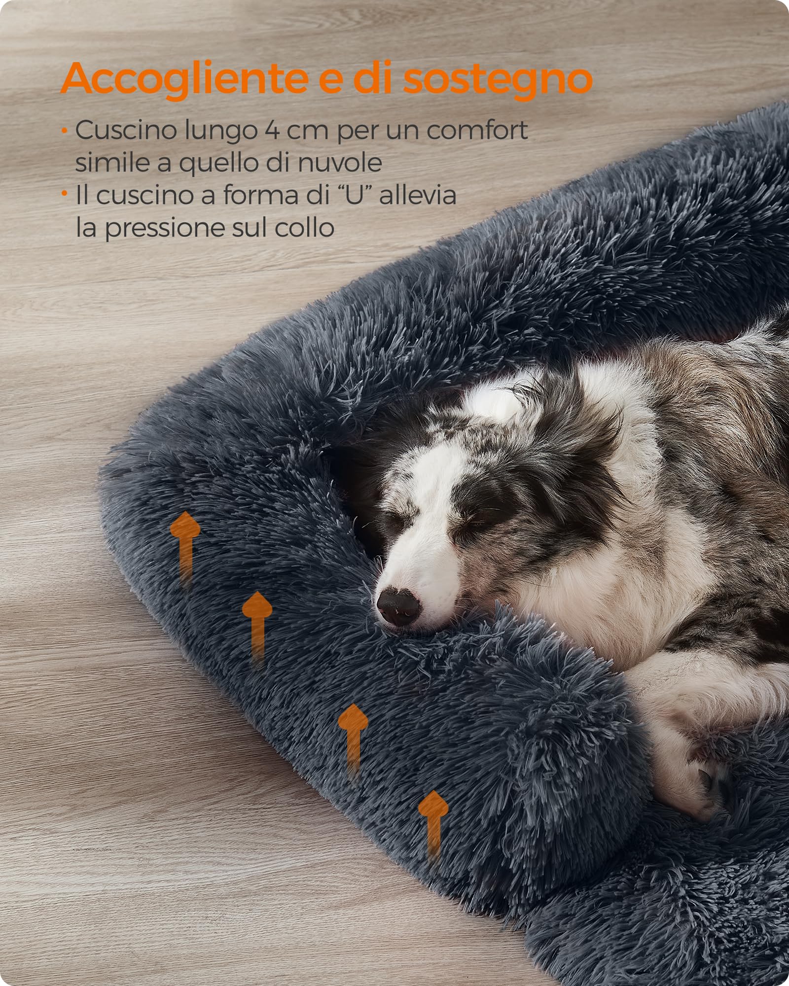 Feandrea FluffyHug Cuccia per Cani di Peluche, Tappeto Copridivano per Animali, Divano per Cani, XL, per Cani di Taglia Meida e Grande, 110 x 95 x 18 cm, Grigio Scuro PGW223G02