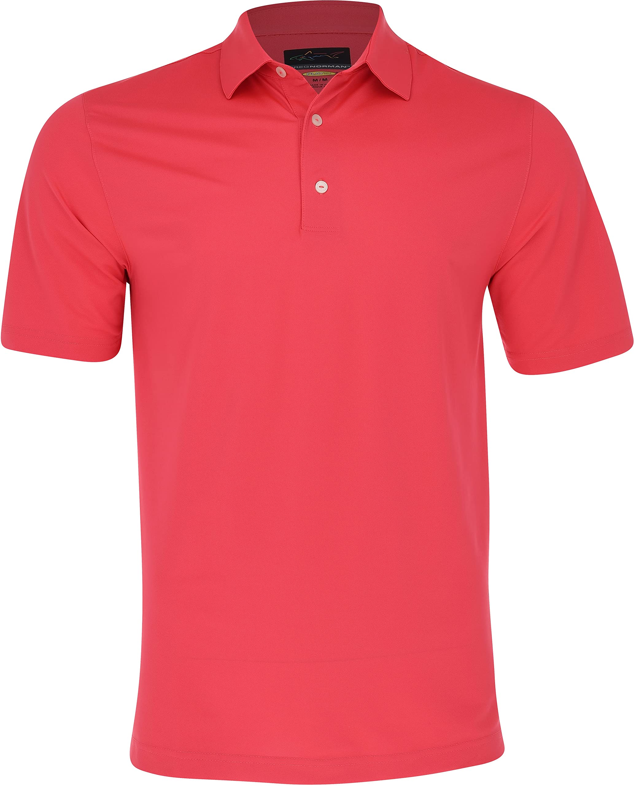 Greg Norman Men's Red Neck Logo Stretch Golf Polo Shirt