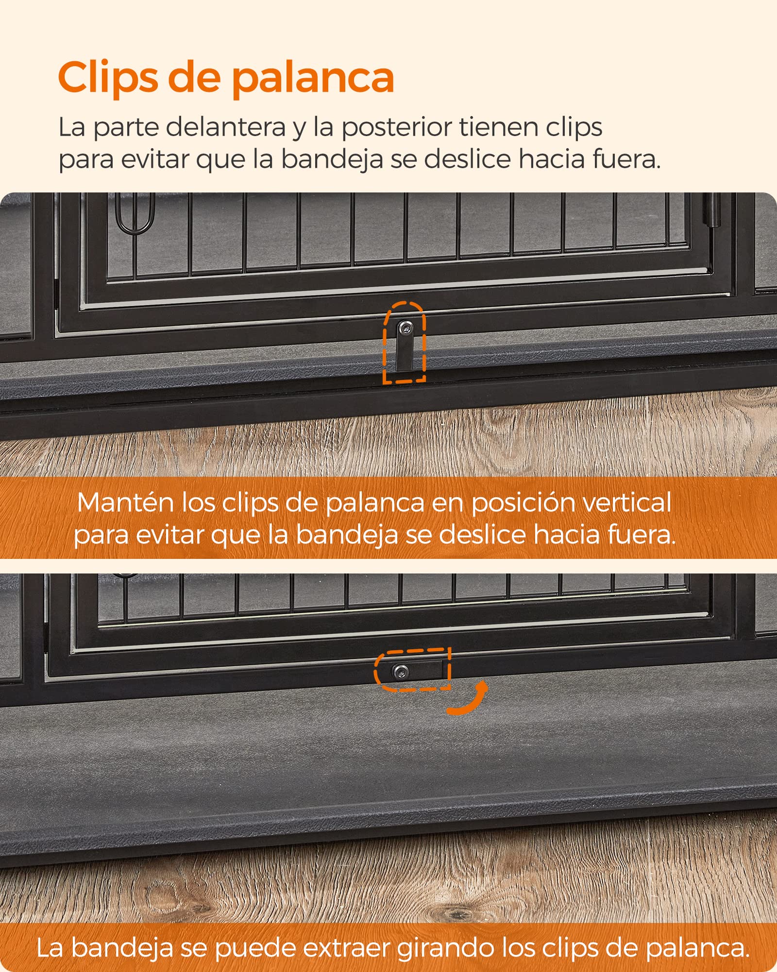 Feandrea Jaula Pesada para Perros, Jaula de Mascotas, 107 x 70 x 75 cm, para Perros Medios y Grandes, Antiescape, Doble Puerta Extraíble, Parque, XL, Negro PPD001B01