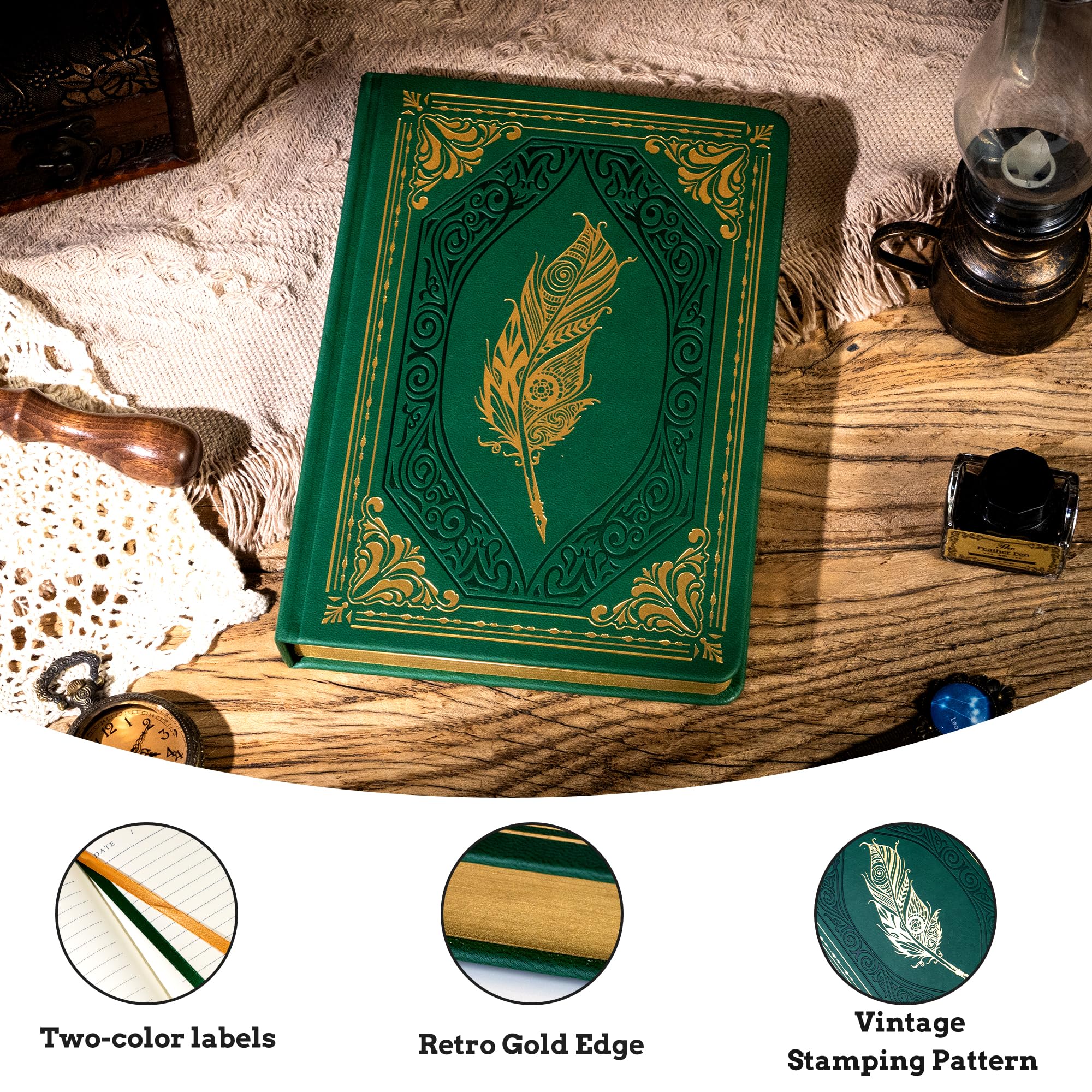 CAGIE Vintage Journal for Women Men 320 Pages Thick Hardcover Notebook - Image 2