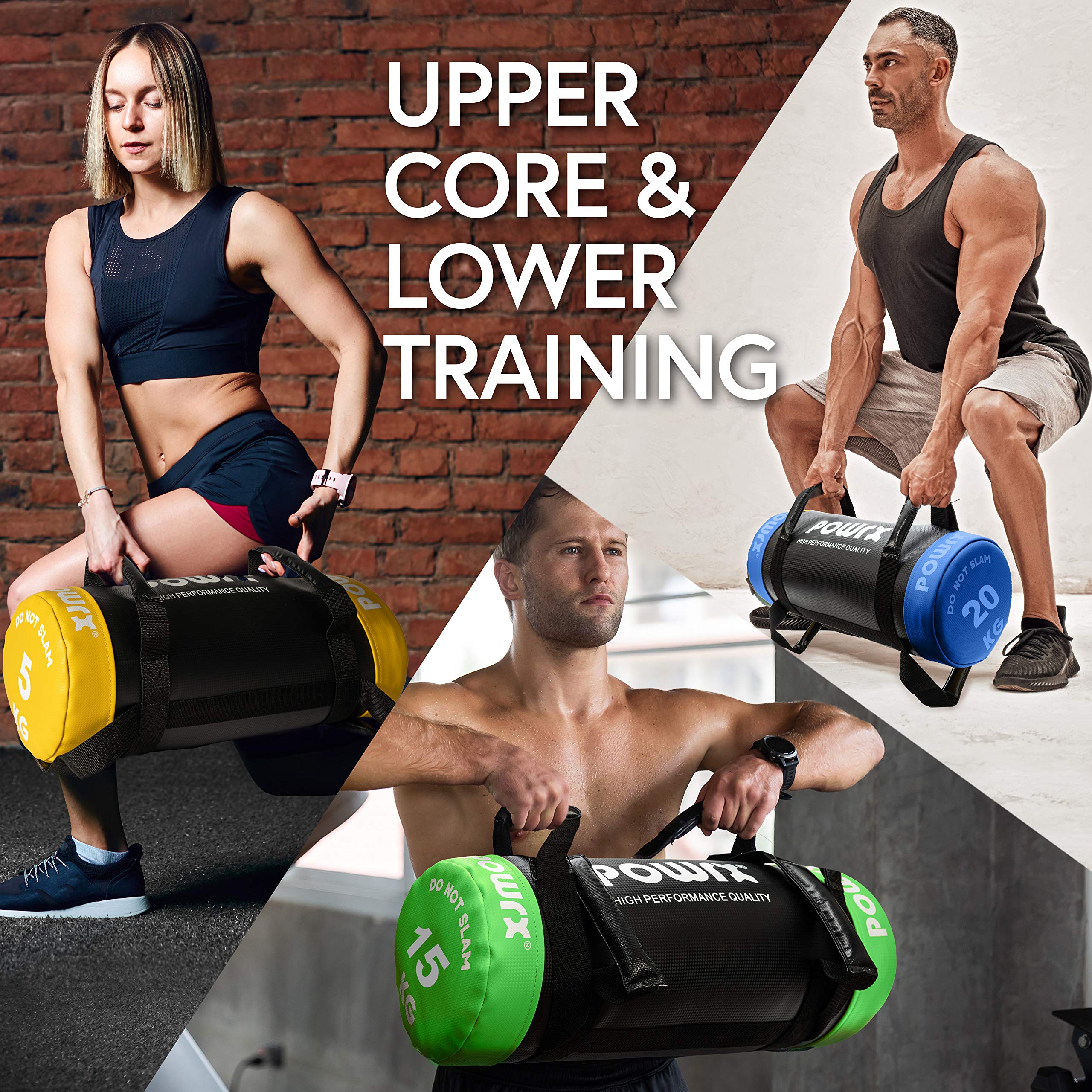 POWRX Sac de Fitness en Cuir Synthétique 5-30 kg pour Entraînement Fonctionnel
