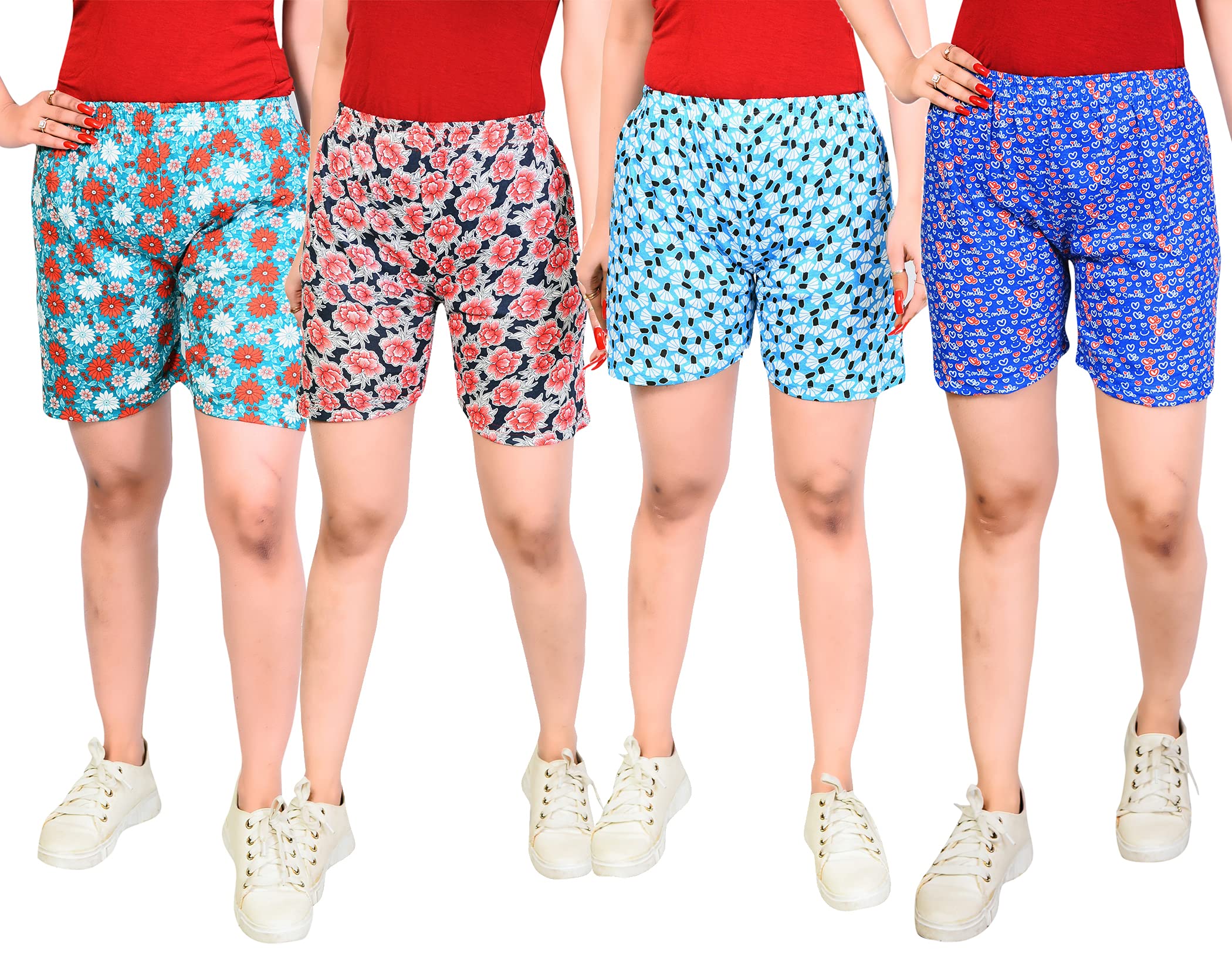 sonia collectionWomen's & Girl's Yoga Shorts (Pack of 4)