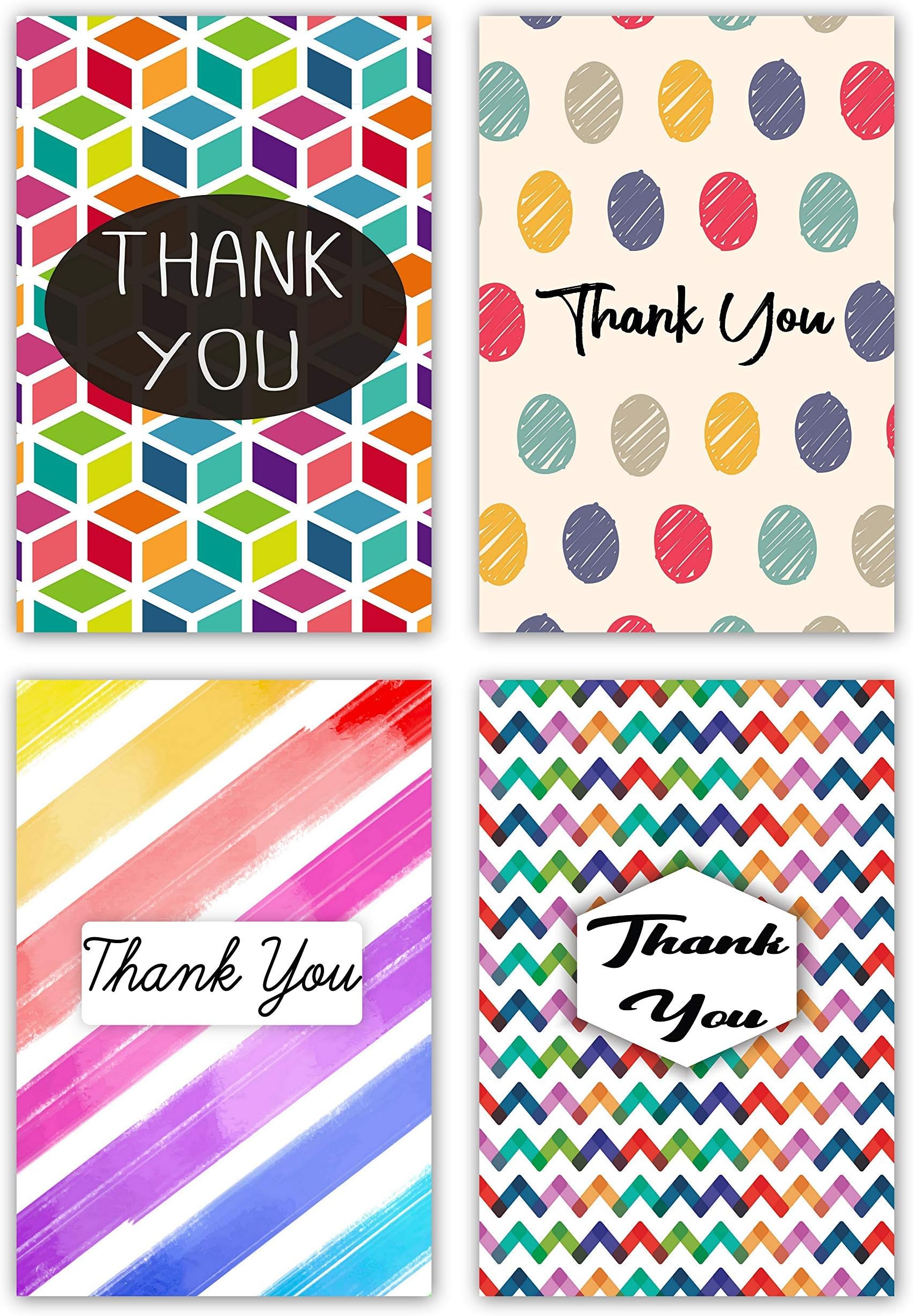 Greetingles Pack of 20 Charity Thank-You Cards and Envelopes. Geometric Designs. Made in The UK