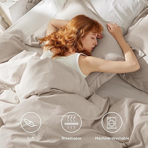 Miniatura 3 de Bedsure Funda de edredón de color gris pardo cálido tamaño Queen, funda de edredón supersuave teñida catiónica para niños con cierre de cremallera,