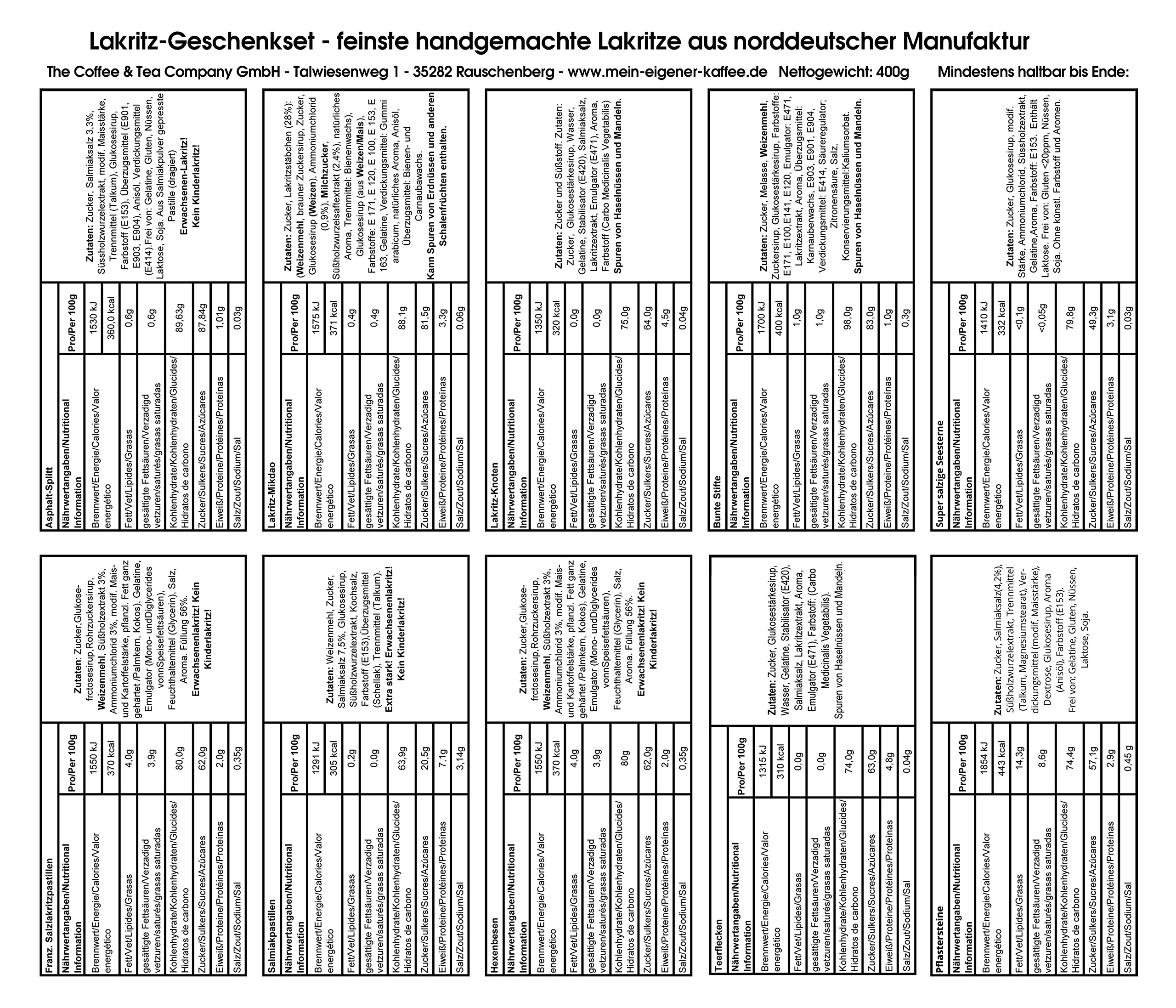 C&T Lakritz Geschenk-Set | 10x leckere Sorten aus norddeutscher Edel-Manufaktur | Das Geschenk für Lakritzkenner in präsenfertiger Präsentbox