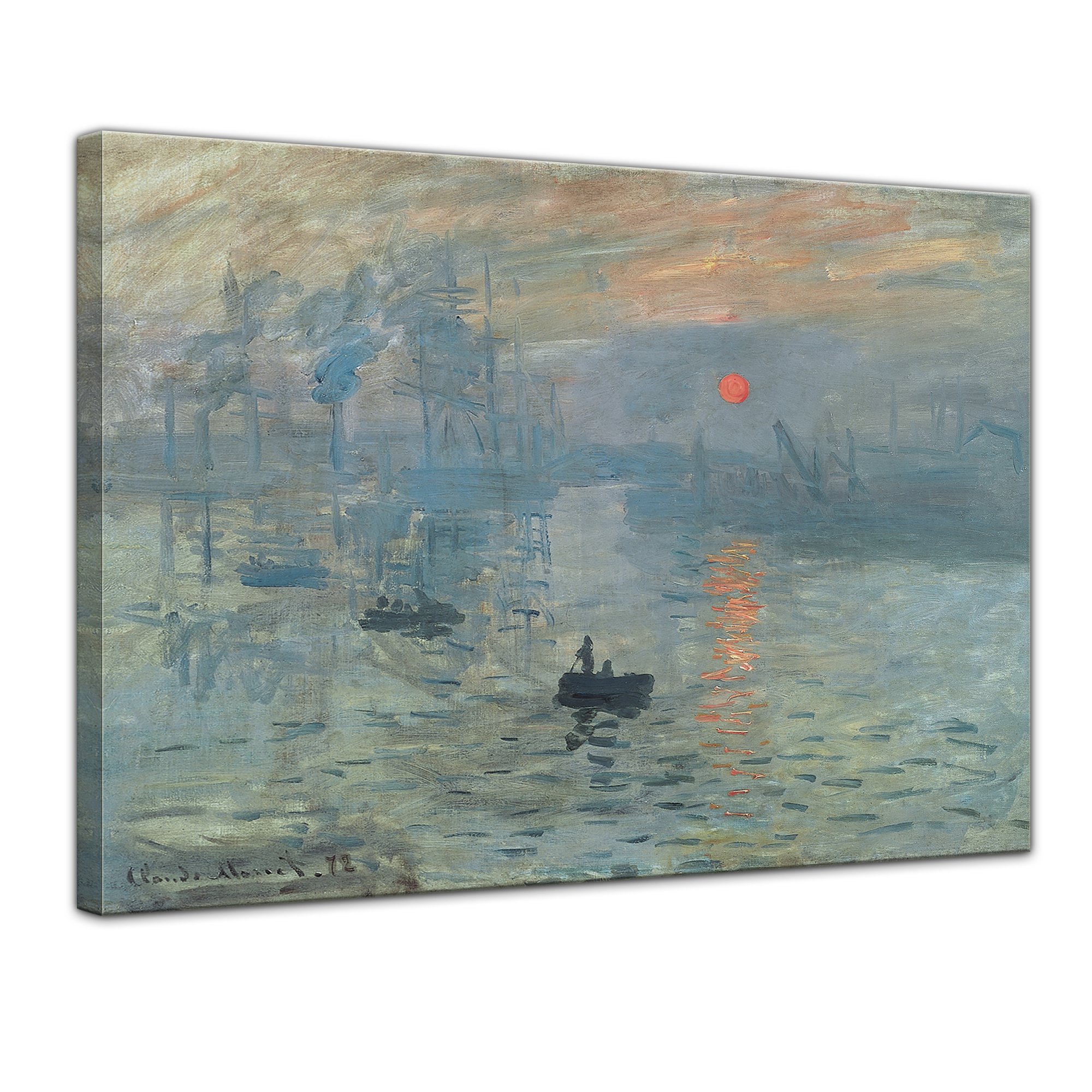 Tableau Toile 'Lever Du Soleil' De Claude Monet - 40x30 Cm - Impression Haute Qualité Sur Châssis - Déco Murale