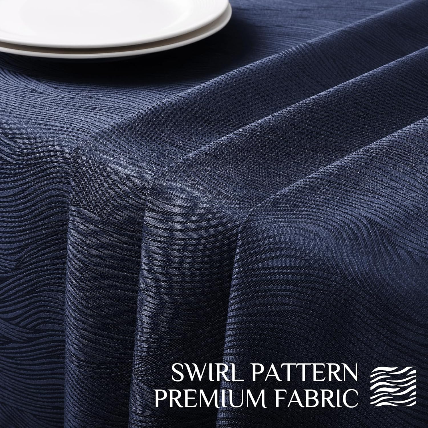 Softalker Jacquard Rectangle Tablecloth, Swirl Design Waterproof Stain Resistant Table Cover Wrinkle Free Heavy Weight Table Cloths for Dinner/Parties/Holiday - 60 x 120 Inch, Navy Blue