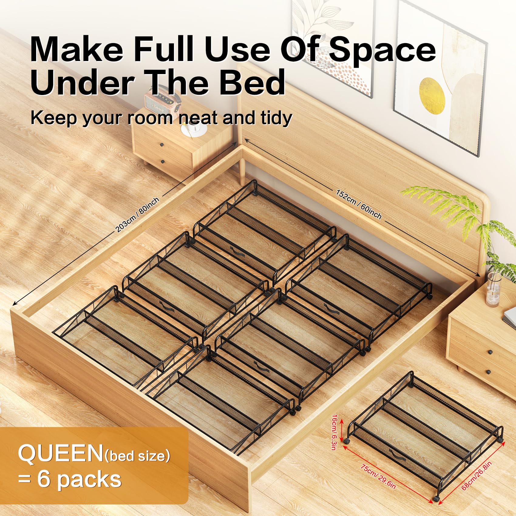 Organizer per scarpe sotto il letto, confezione da 2 contenitori con ruote per organizzare le scarpe in camera da letto