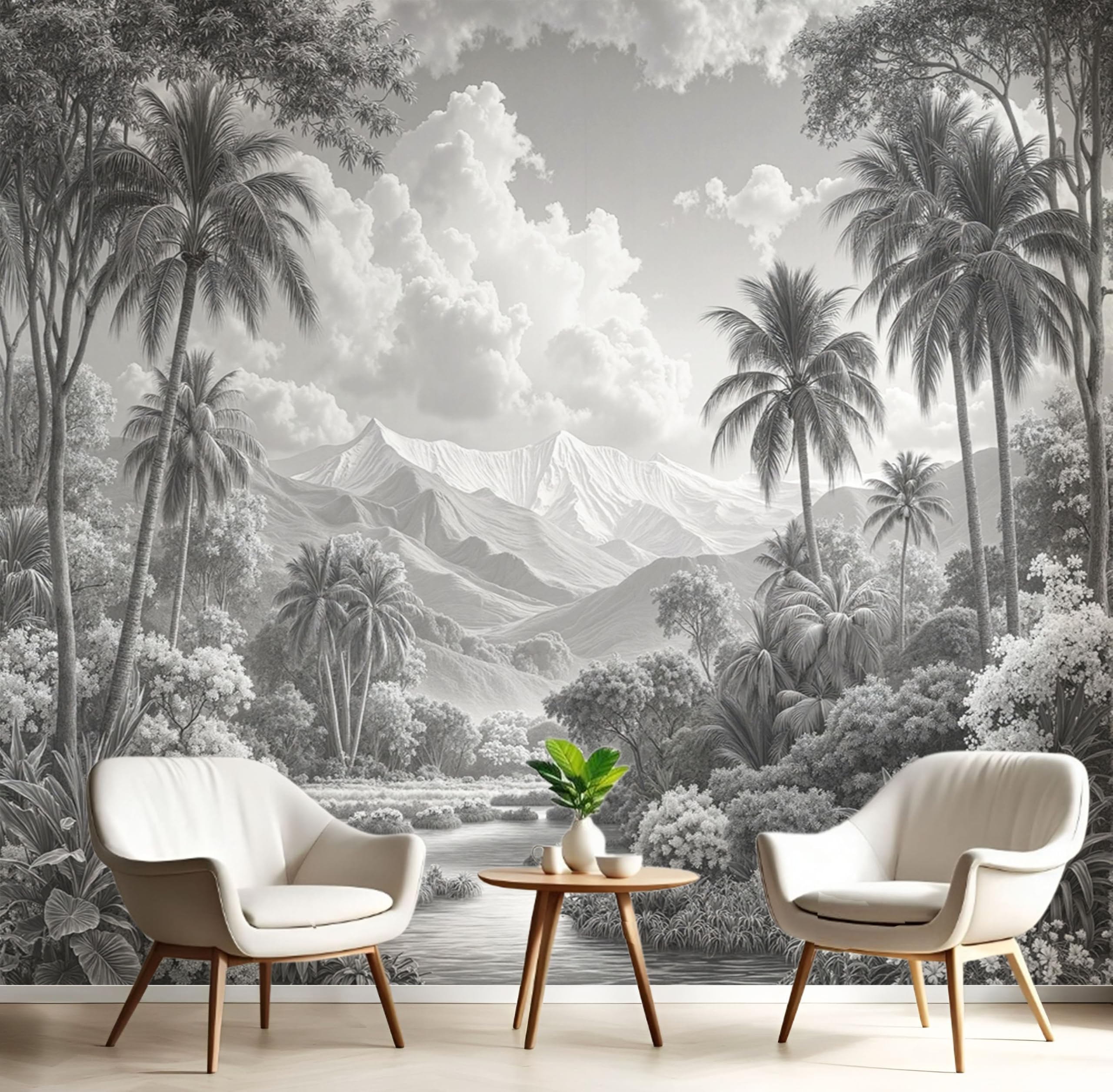 Papier peint panoramique forêt tropicale humide 3D revêtement mural salon et cuisine