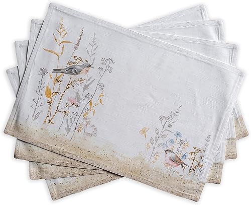 Maison d' Hermine Juego de 4 manteles individuales de tela, 100% algodón, decorativos, lavables, para mesa de Pascua, para cocina, fiesta, boda,